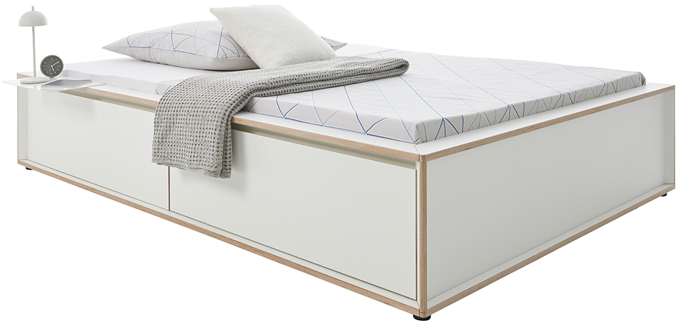 SPAZE Bett ohne Kopfteil mit 3 Schubkästen von Müller Möbelwerkstätten  erhätlich bei KAQTU Design AG