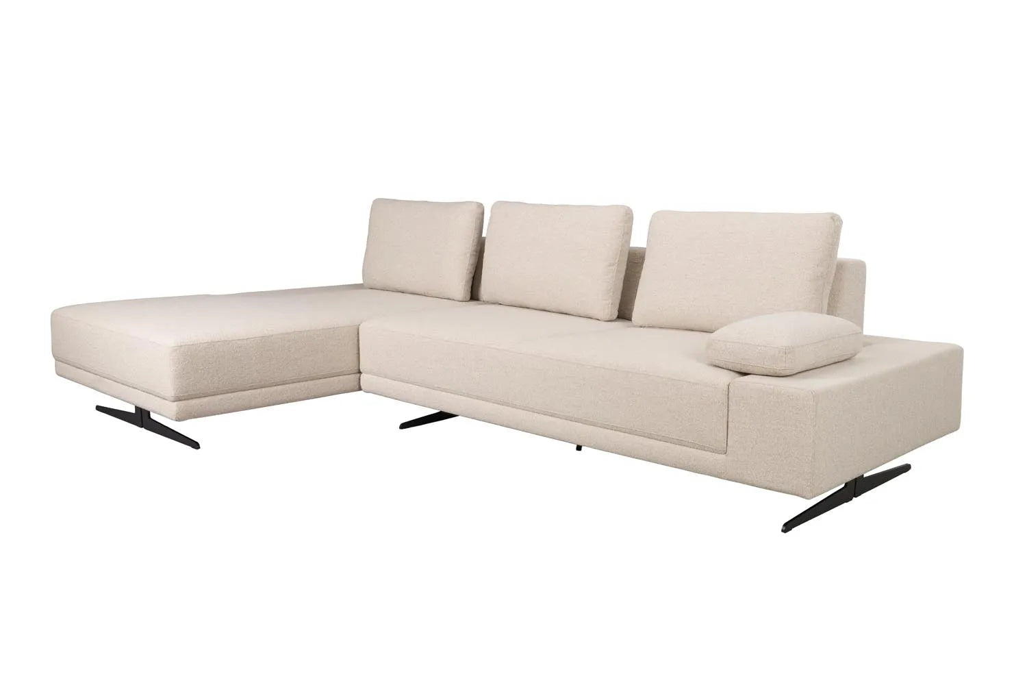 Dutchbone Shelly Sofa mit linker Chaiselongue in edlem Samtbezug.