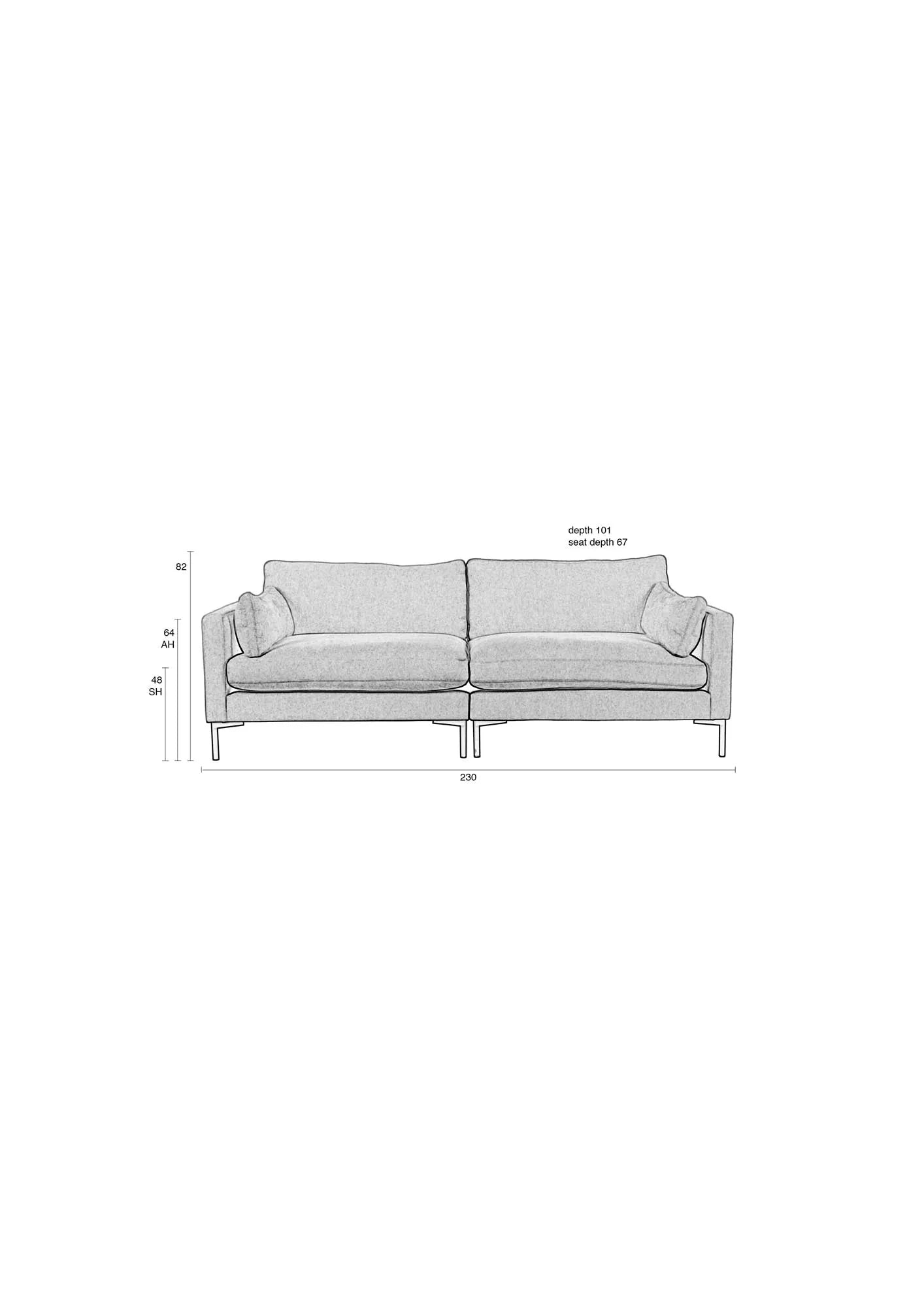 Elegantes 3-Sitzer Sofa von Zuiver: Komfort und Stil vereint, ideal für entspannte Stunden in Ihrem Zuhause.