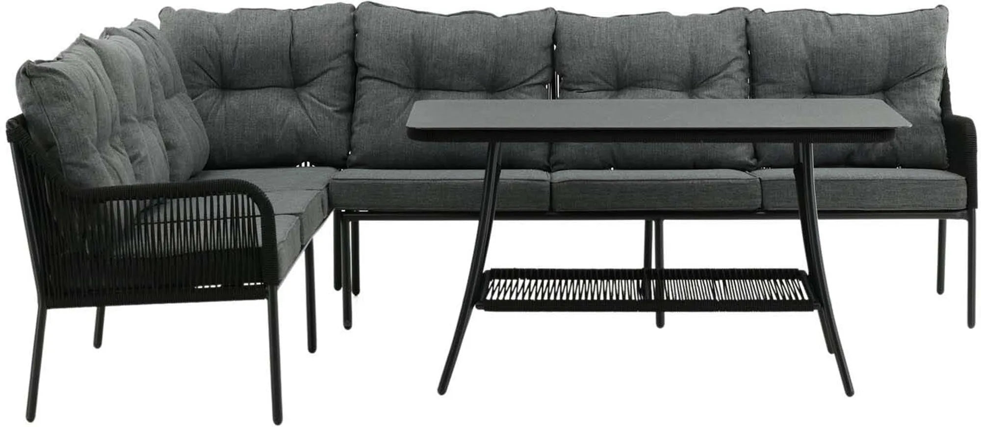 Modernes Berliner Ecksofa von Venture Home: Stilvolles Design, robustes Material, Platz für 6 Personen, ideal für Terrasse und Garten.