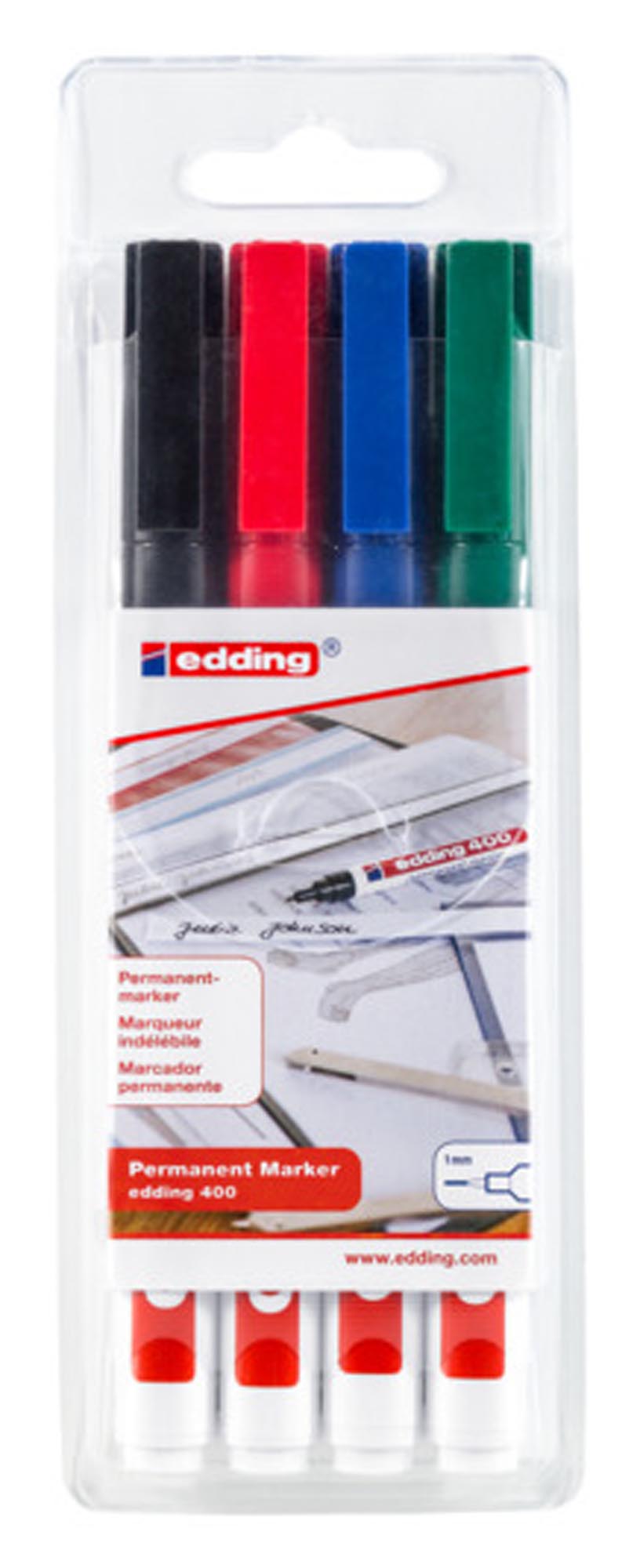 Permanentmarker 400 Set 1 mm 4 Stück in  präsentiert im Onlineshop von KAQTU Design AG. Büromaterial ist von EDDING