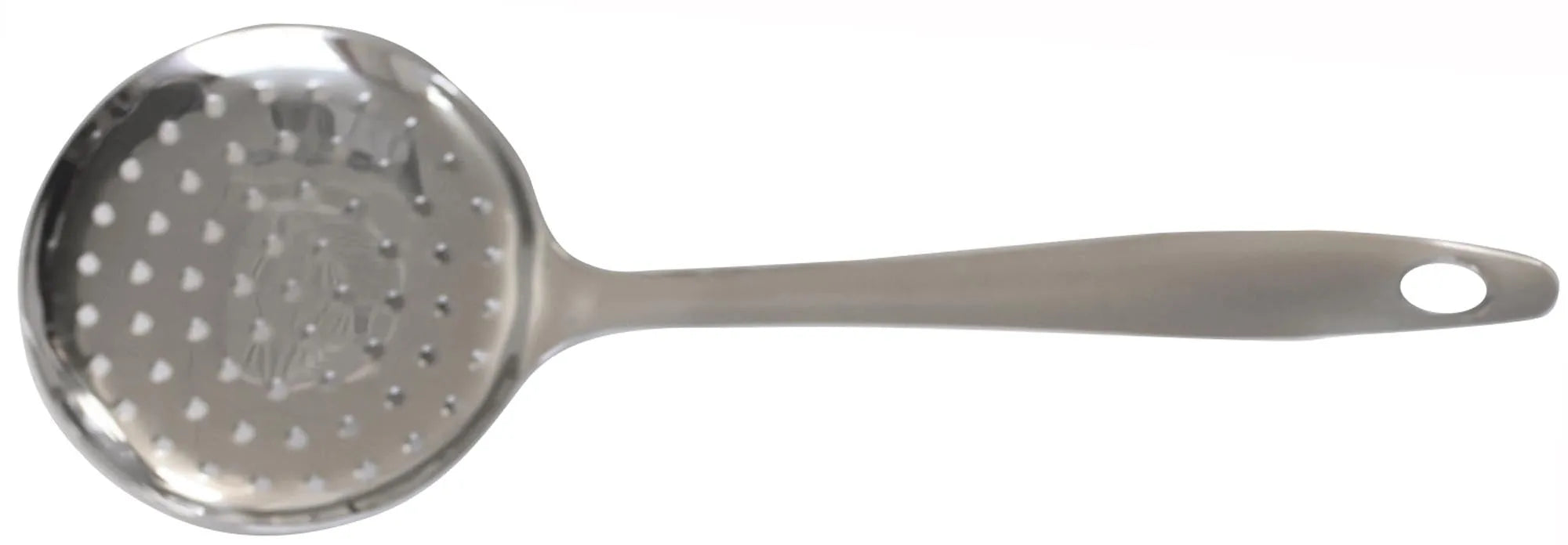 Eleganter Edelstahl-Schaumlöffel 34x11,5 cm von Maison Truffe: robust, ergonomisch, spülmaschinenfest, ideal für Suppen & Pasta.