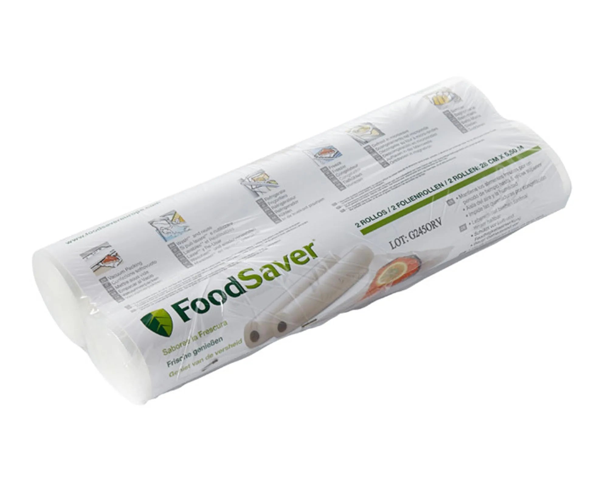 FOODSAVER Vakuumierrollen: BPA-frei, 28x550cm, ideal für Frische & Sous-Vide. Verlängern Haltbarkeit, reduzieren Abfall. Vielseitig & robust.