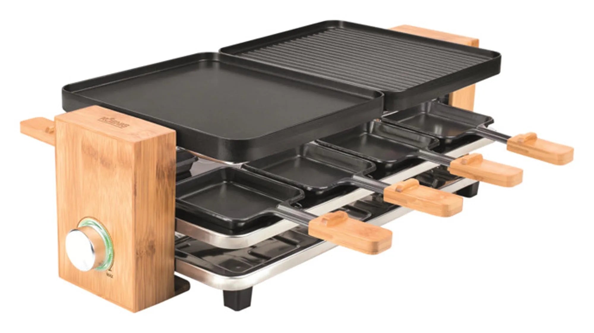 KOENIG Raclettegrill Bamboo: Perfekt für 8 Personen, stilvoll & gesellig.