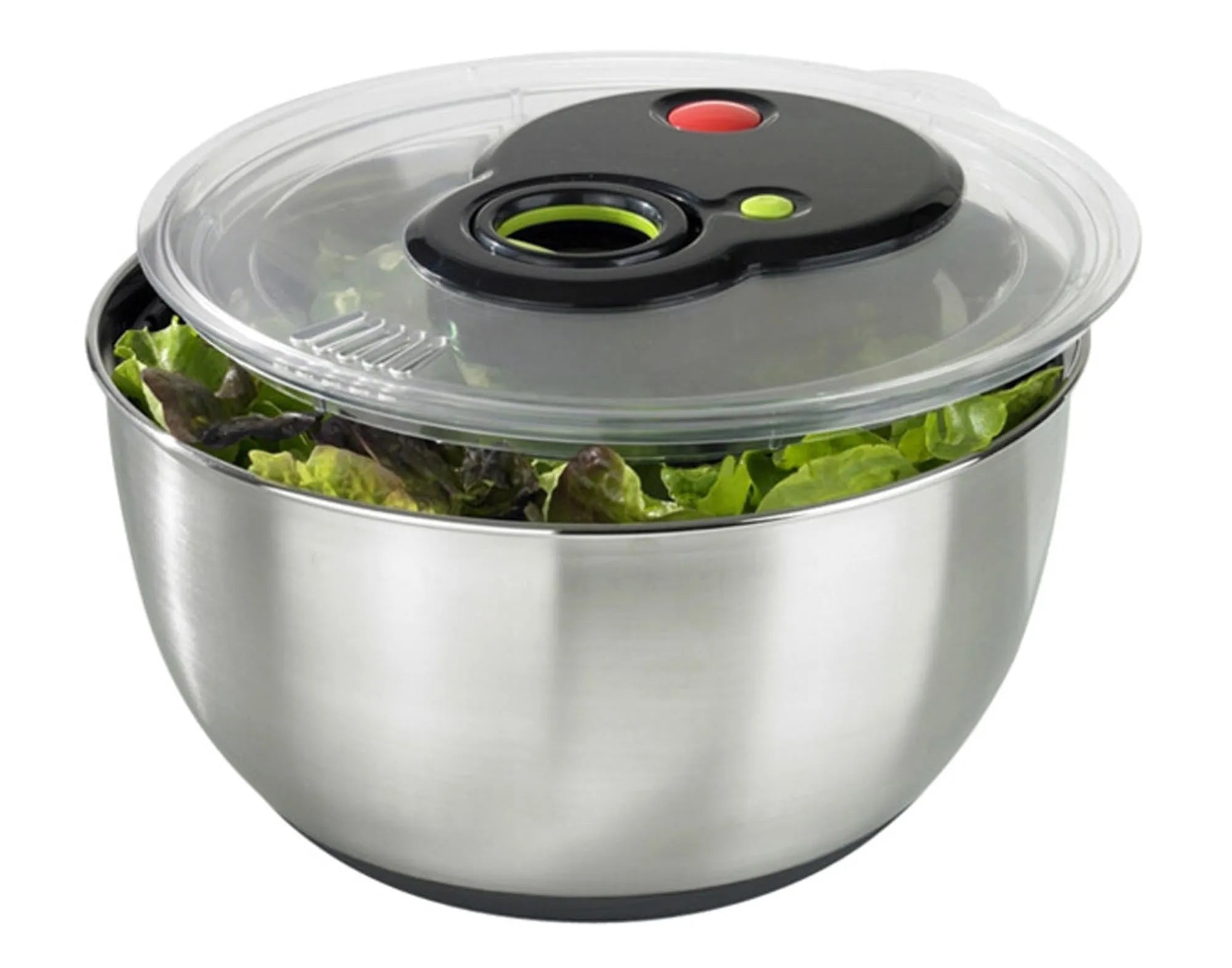 Die EMSA Salatschleuder Turboline Inox: Elegantes Edelstahl-Design, schnelles Trocknen, robust, spülmaschinenfest, ideal für große Portionen.