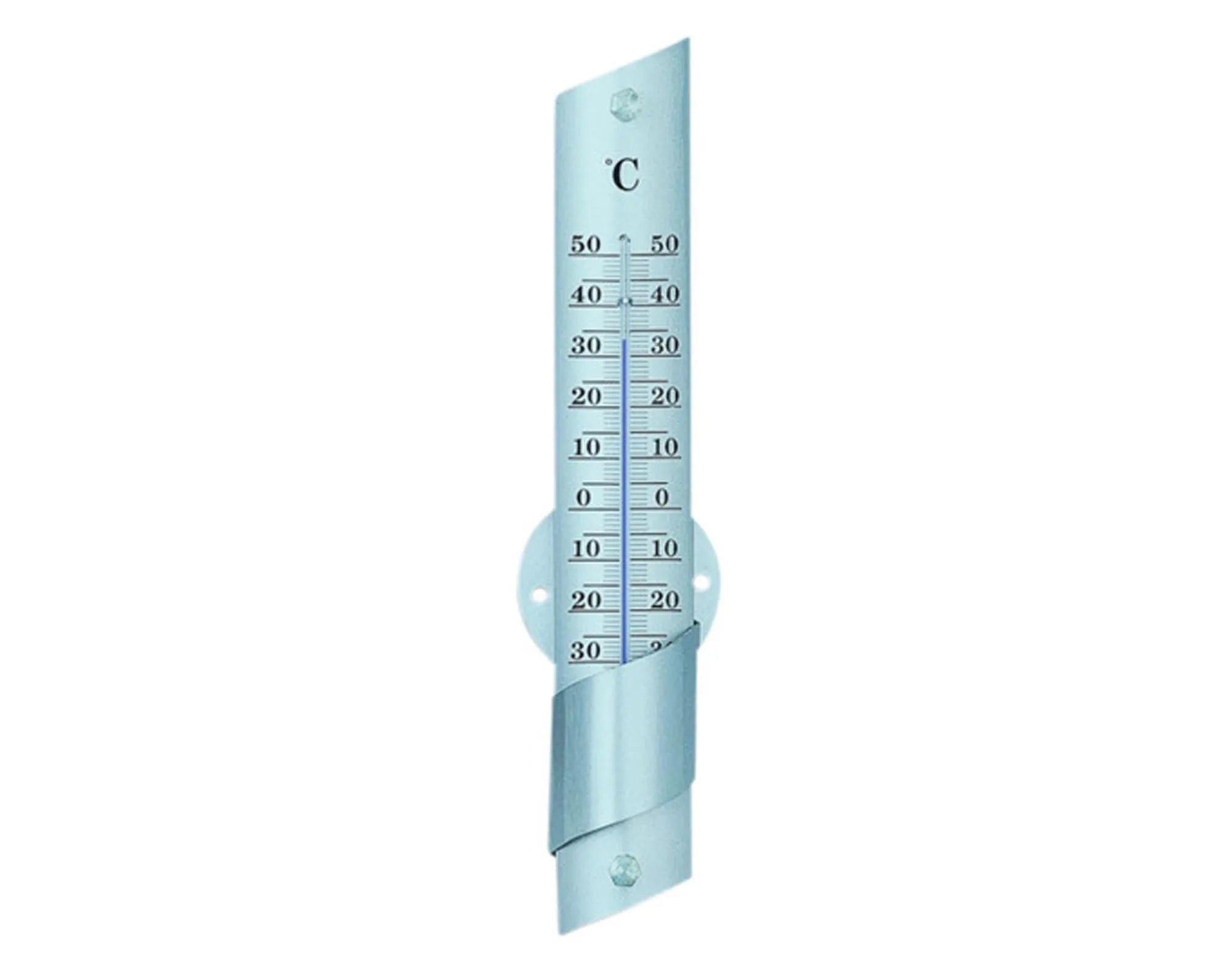 Praktisches 24 cm Innen-Aussenthermometer von TFA, langlebig, einfach zu montieren, mit großer Skala für klare Ablesbarkeit.