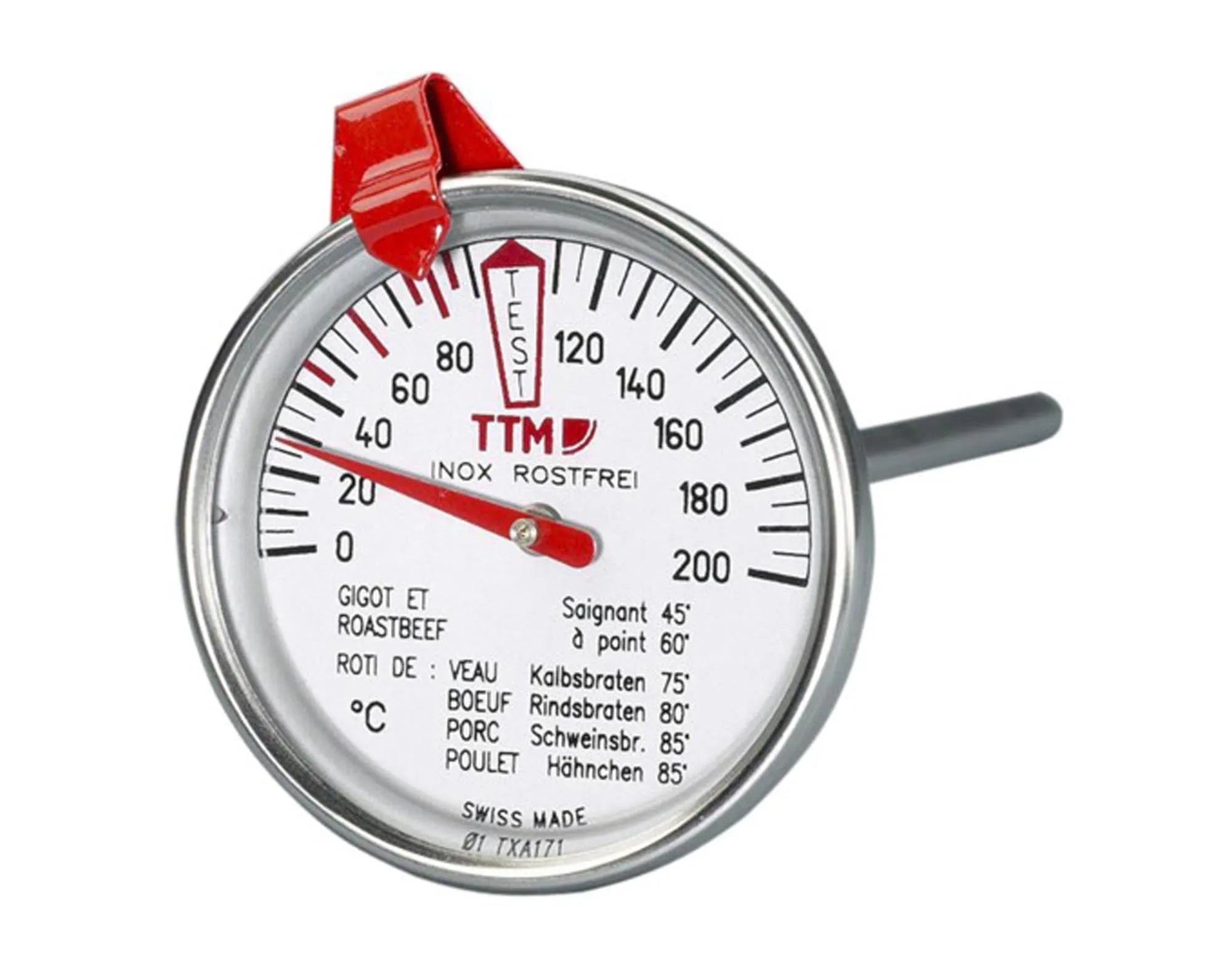 TTM Fleischthermometer: Präzise Temperaturanzeige, rostfreier Edelstahl, ideal für Grill & Braten, schnelle Reaktionszeit.