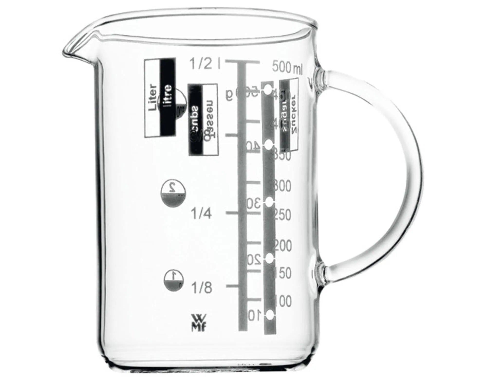 WMF Messbecher 0,5 l: BPA-frei, bruchsicher, spülmaschinenfest. Präzise Skala, ergonomisch, stilvoll. Perfekt für kleine Mengen.