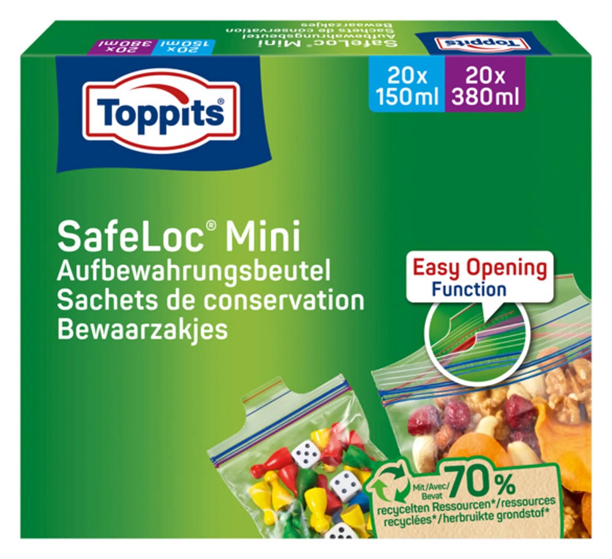 TOPPITS Mini Zip Beutel: 2x20 Stück, ideal für Snacks, Gewürze, luftdicht, transparent, kompakt, perfekt für Küche & unterwegs.