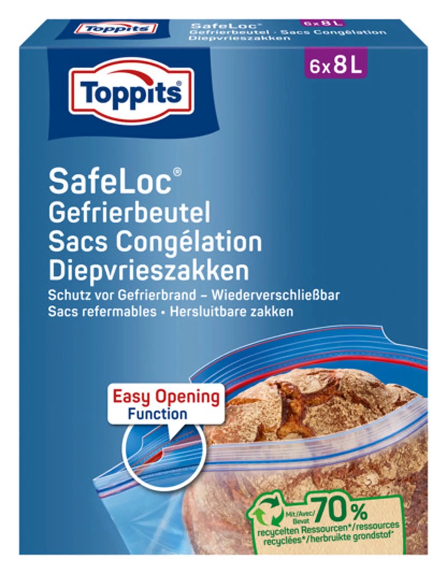 TOPPITS Gefrierbeutel 8L: BPA-frei, reißfest, luftdicht, ideal für Fleisch, Gemüse, Obst. Perfekt für Gefrierschrank & Sous-vide.