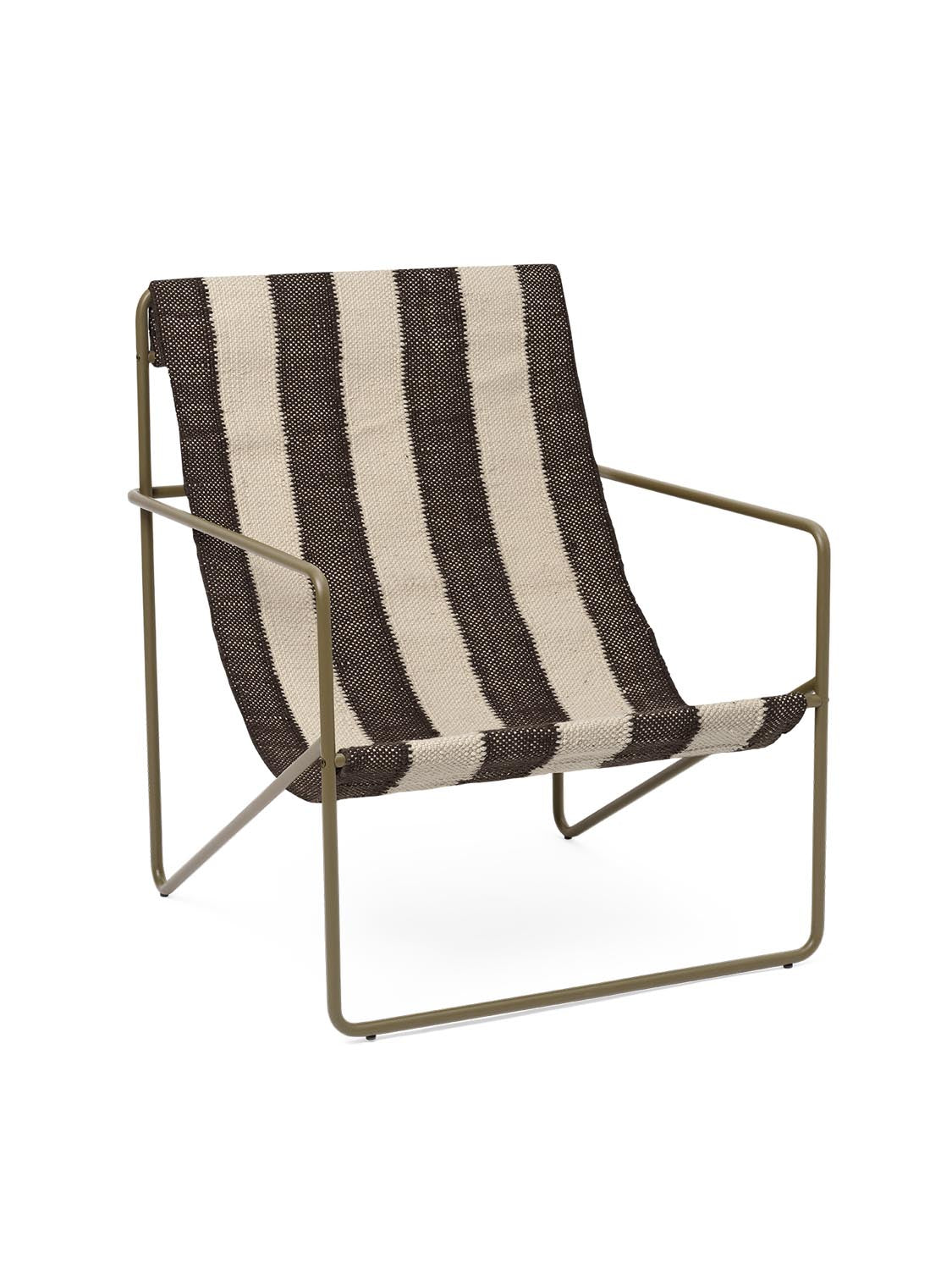 Desert Lounge Chair in Olive/Offwhite/Chocolate präsentiert im Onlineshop von KAQTU Design AG. Outdoor-Sessel ist von Ferm Living