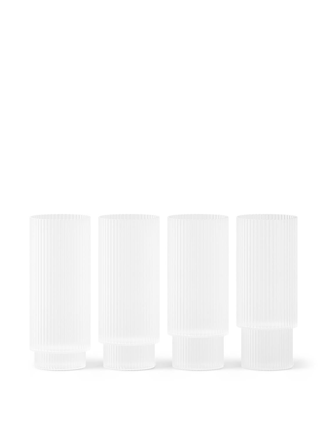 Ripple Long Drink Glasses Set of 4  in  Frosted präsentiert im Onlineshop von KAQTU Design AG. Glas ist von Ferm Living