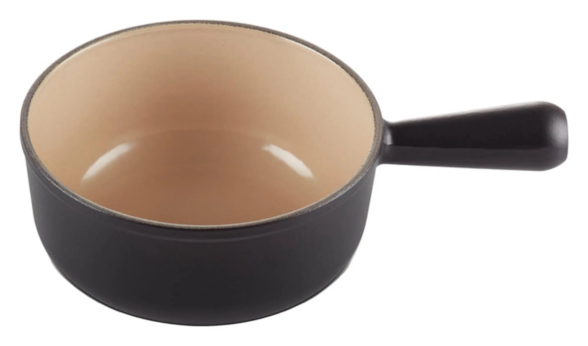 Fonduecaquelon ø 18 cm in Schwarz sand präsentiert im Onlineshop von KAQTU Design AG. Fondue/Raclette ist von LE CREUSET