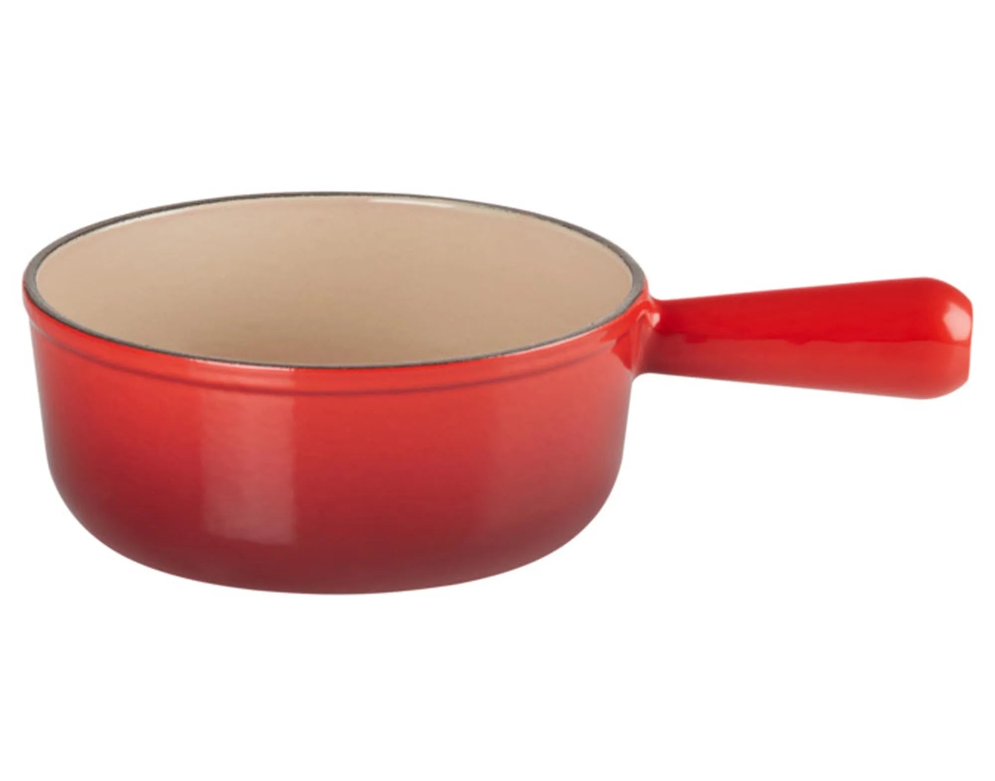 Das LE CREUSET Fonduecaquelon ø 18 cm: Gusseisen, perfekte Wärmeleitung, pflegeleicht, für alle Herdarten, ideal für kleine Gruppen.