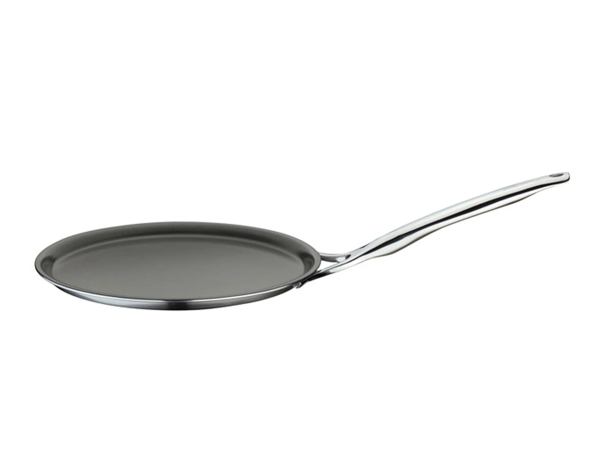 Elegante Crêpepfanne Vulcano ø 28 cm von SPRING: Antihaft, gleichmäßige Hitze, für alle Herdarten, ideal für perfekte Crêpes.