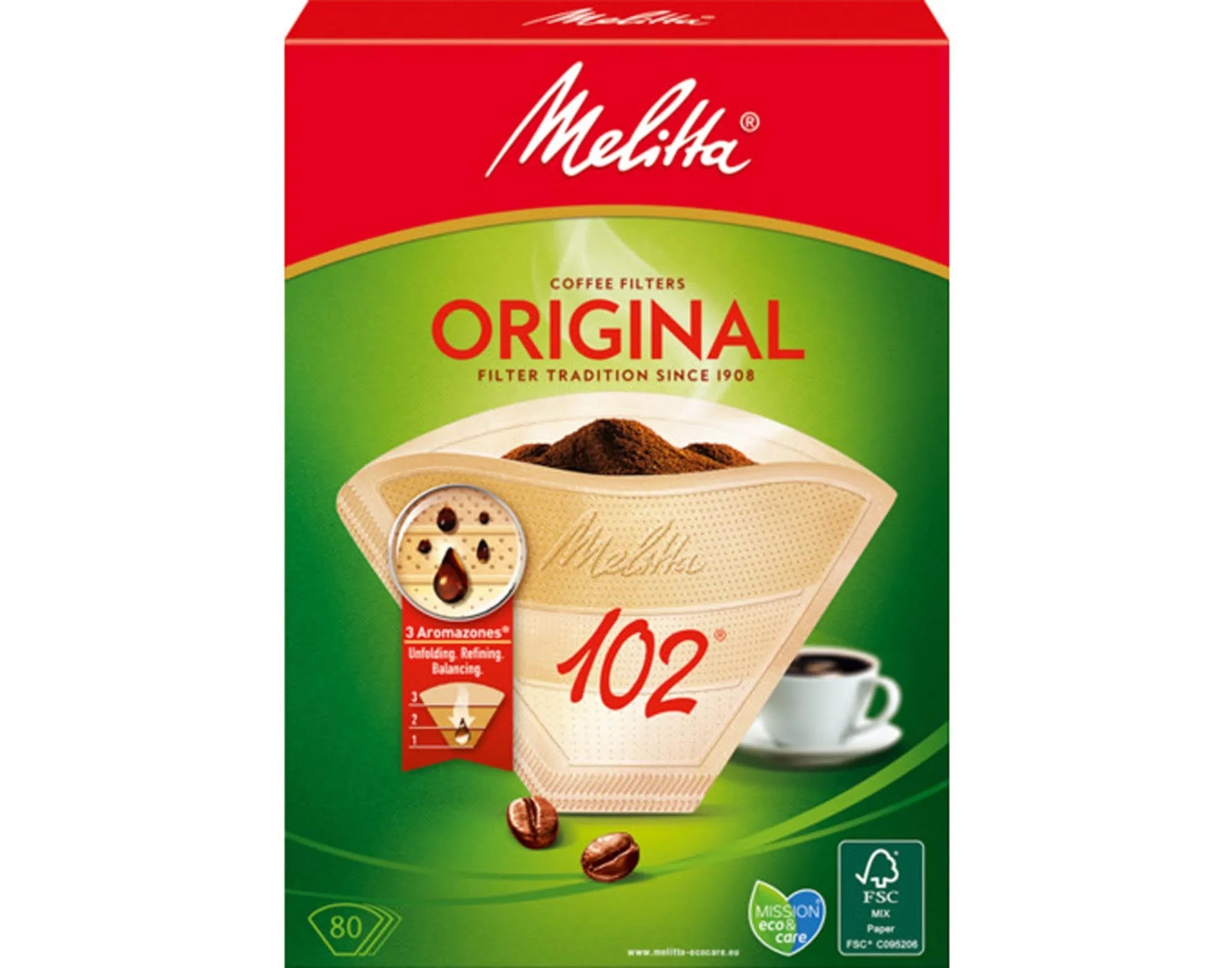 MELITTA Filtertüten 102: 80 Stück, chlorfrei, für perfekten Kaffee- und Teegenuss. Ergiebig, umweltfreundlich, einfache Handhabung.