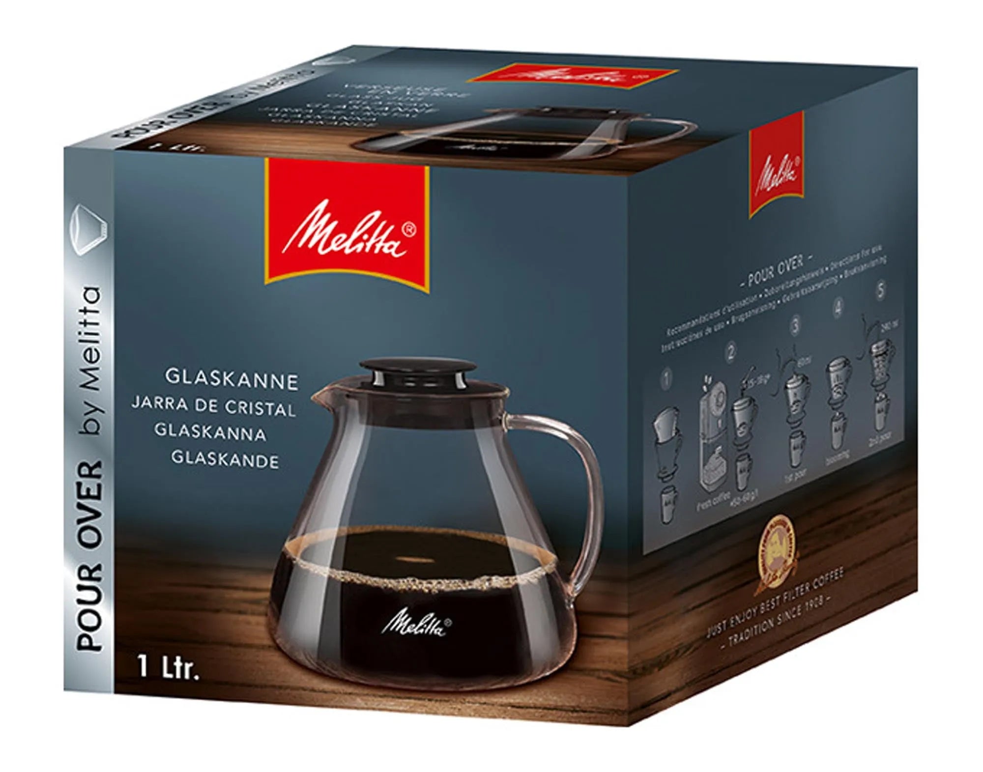 Eleganter 1000 ml Glaskrug von MELITTA: Ideal für Kaffee, Milch & mehr. Hitzebeständig, langlebig, stilvoll & ergonomisch. Perfekt für jede Tischdeko.