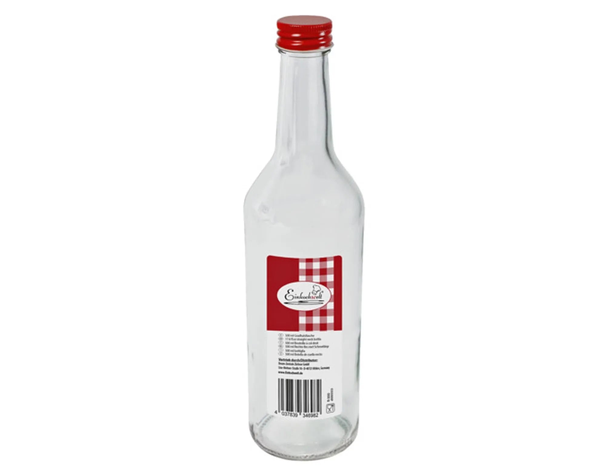 Stilvolle 500 ml Glasflasche von EINKOCHWELT: BPA-frei, geschmacksneutral, luftdicht, spülmaschinenfest. Perfekt für Säfte & Smoothies.