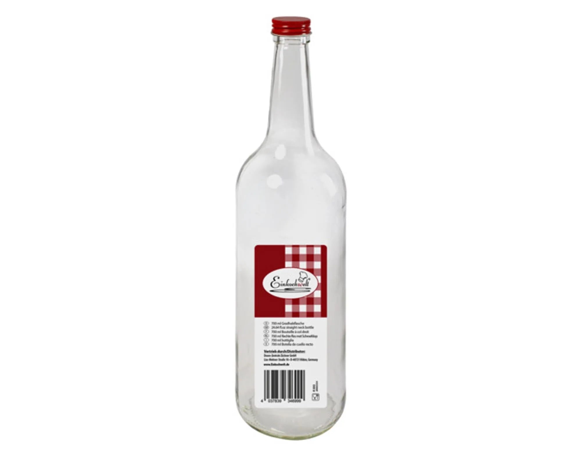 Stilvolle 700 ml Glasflasche von EINKOCHWELT: Praktisch, umweltfreundlich, luftdicht, spülmaschinenfest. Ideal für Getränke.