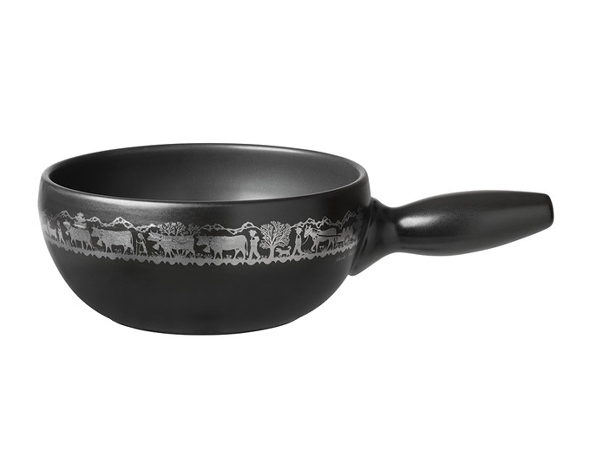 Fonduecaquelon Alpaufzug Induktion ø 21 cm in Schwarz präsentiert im Onlineshop von KAQTU Design AG. Fondue/Raclette ist von STÖCKLI