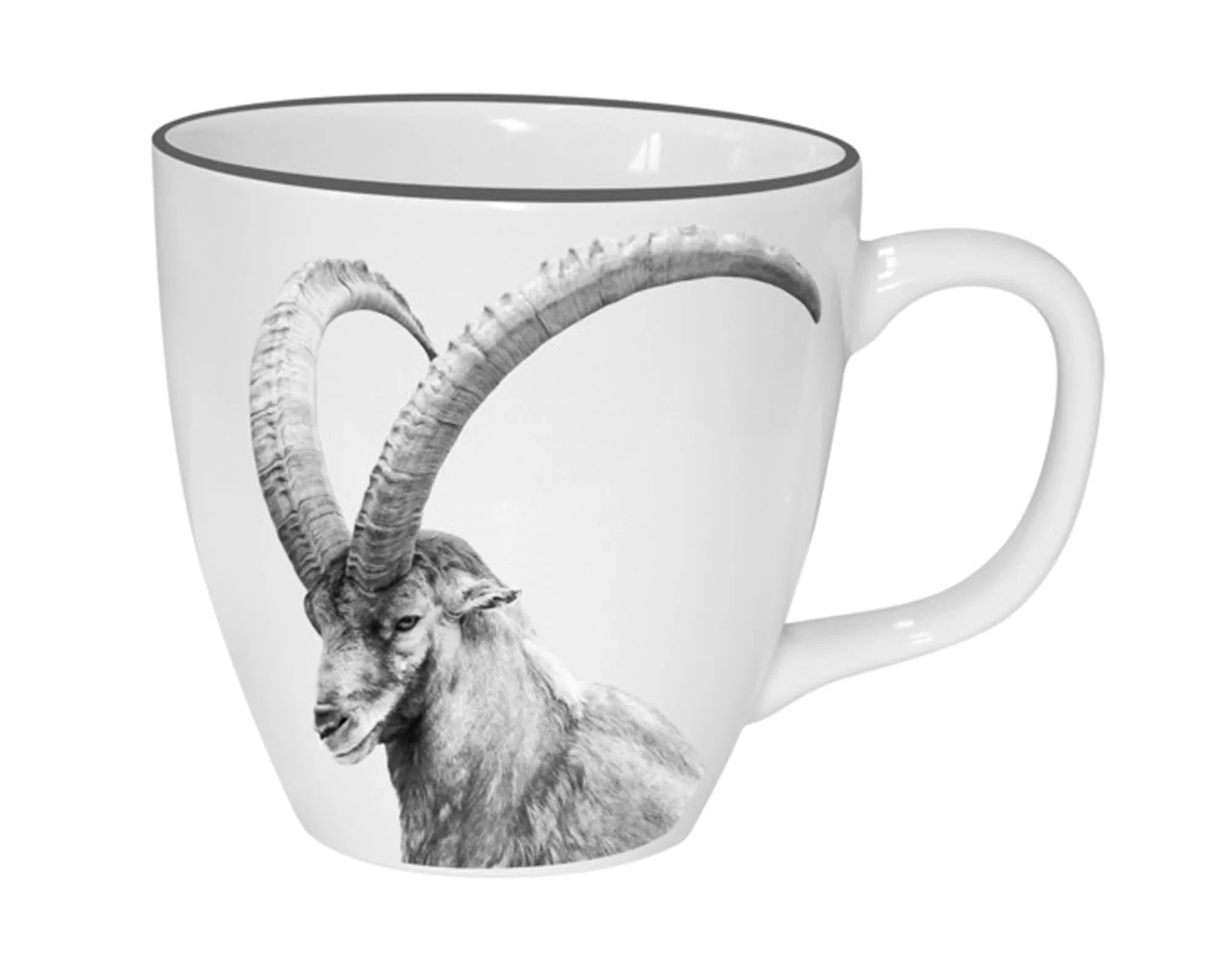 Robuste 0.3 l Tasse von STEINLIN mit Steinbock-Design, aus langlebigem Glas, spülmaschinenfest, ideal für Kaffee & Tee.