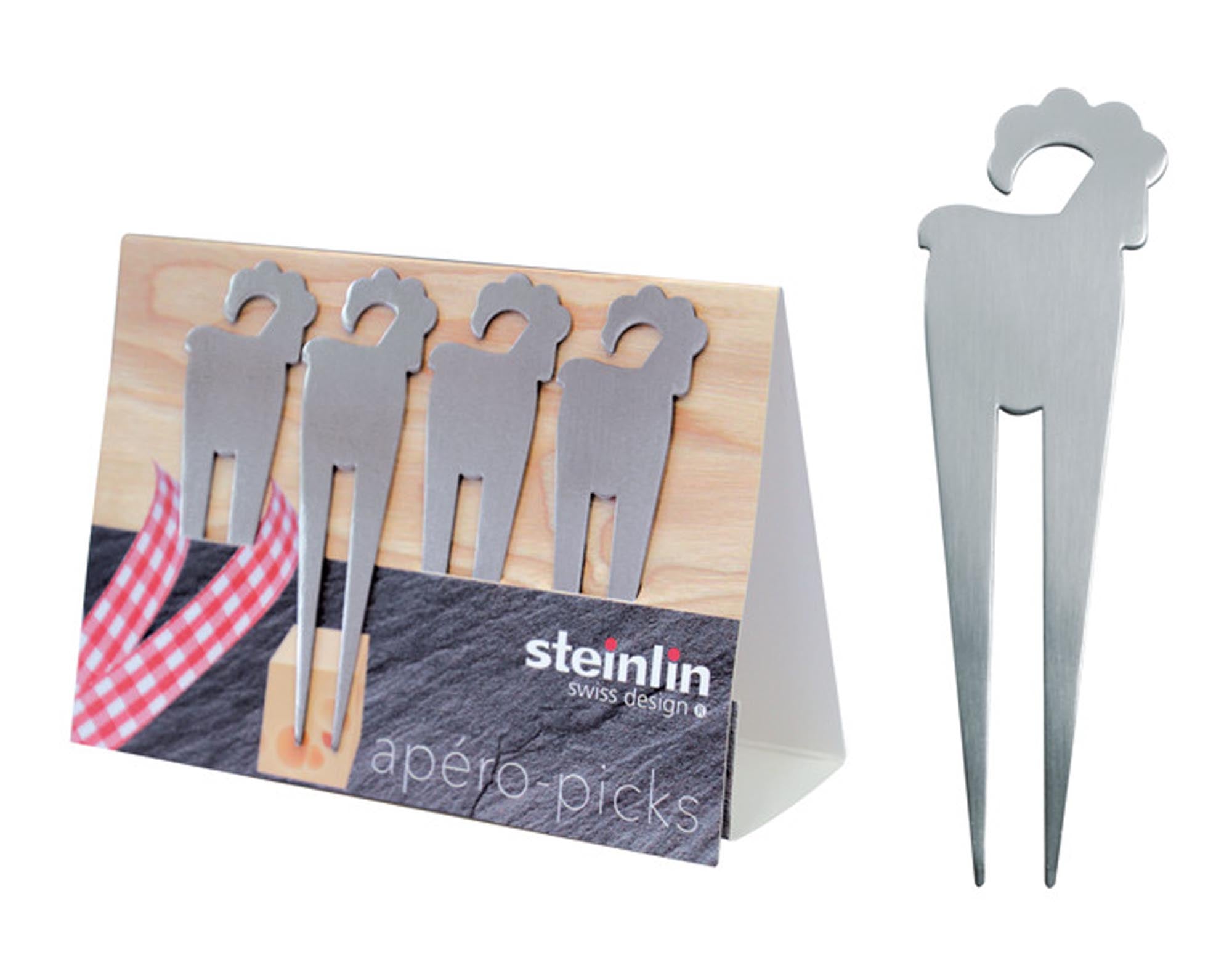 Apéropicks Steinbock Inox 4 Stück in  präsentiert im Onlineshop von KAQTU Design AG. Barzubehör ist von STEINLIN