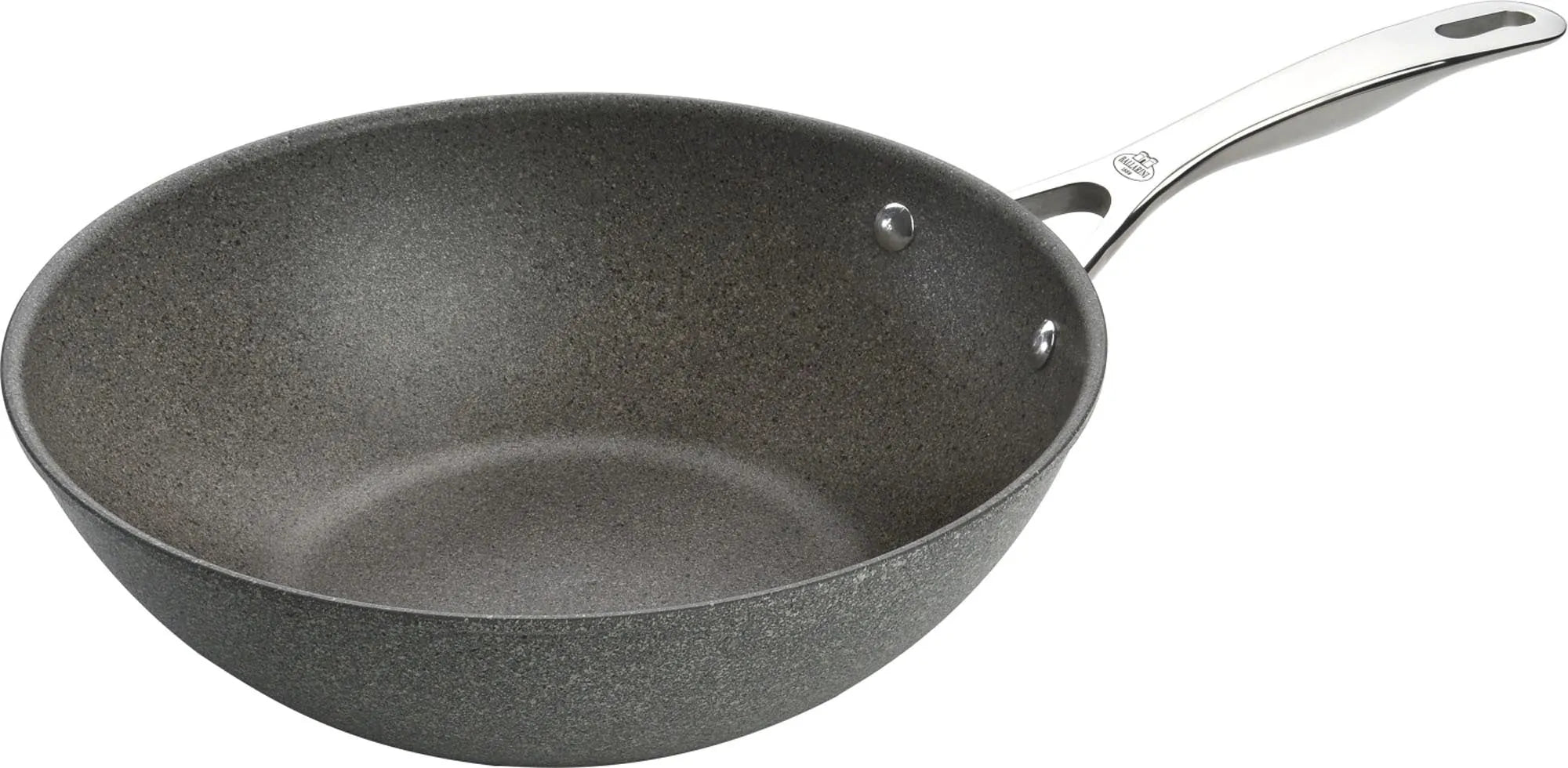 Die Salina Wok-Pfanne von Ballarini: 30 cm, induktionstauglich, Aluminium, Antihaft, ergonomische Griffe, vielseitig, modernes Design.