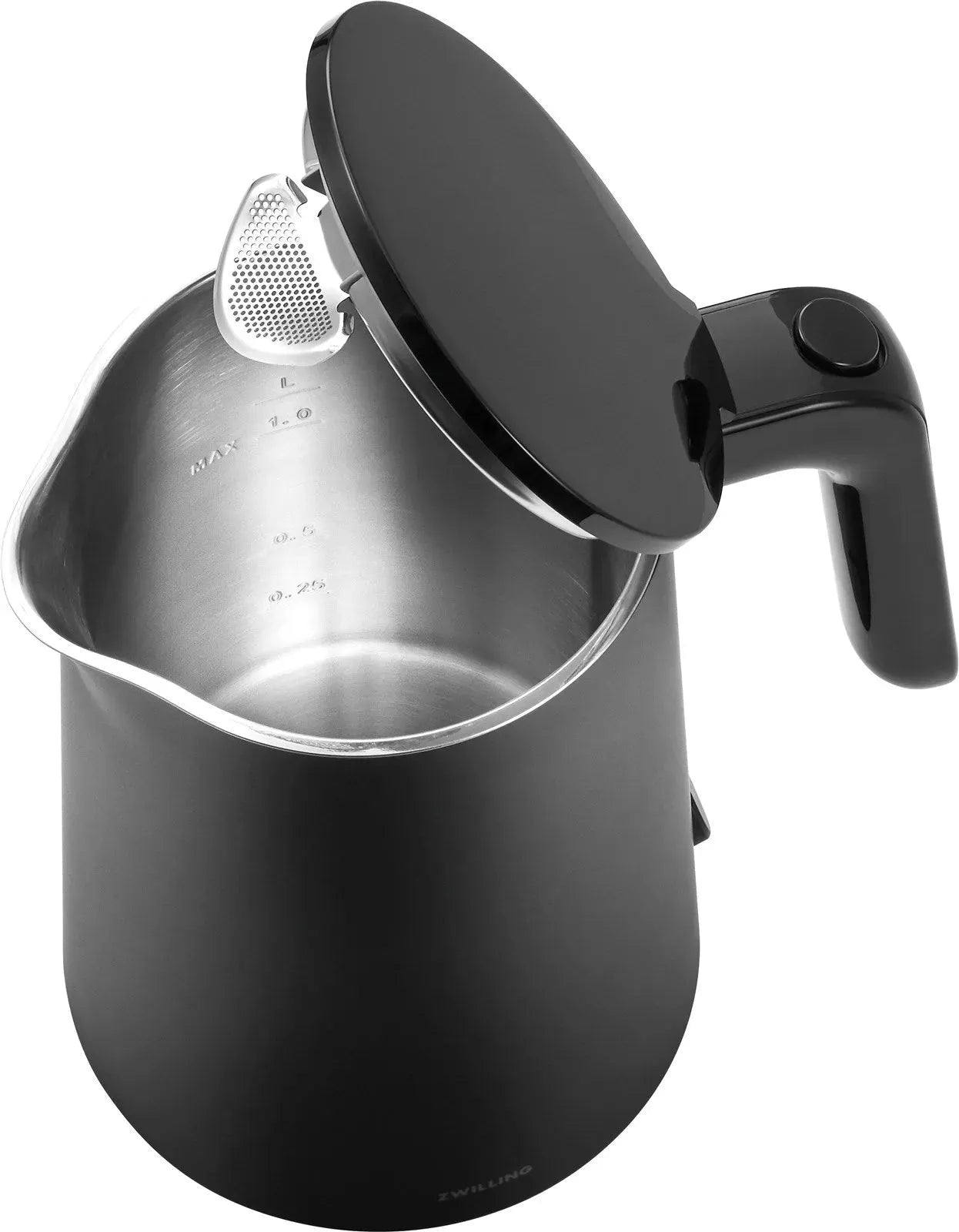 Zwilling Enfinigy: Schwarzer 1.0l Wasserkocher für modernes Design.