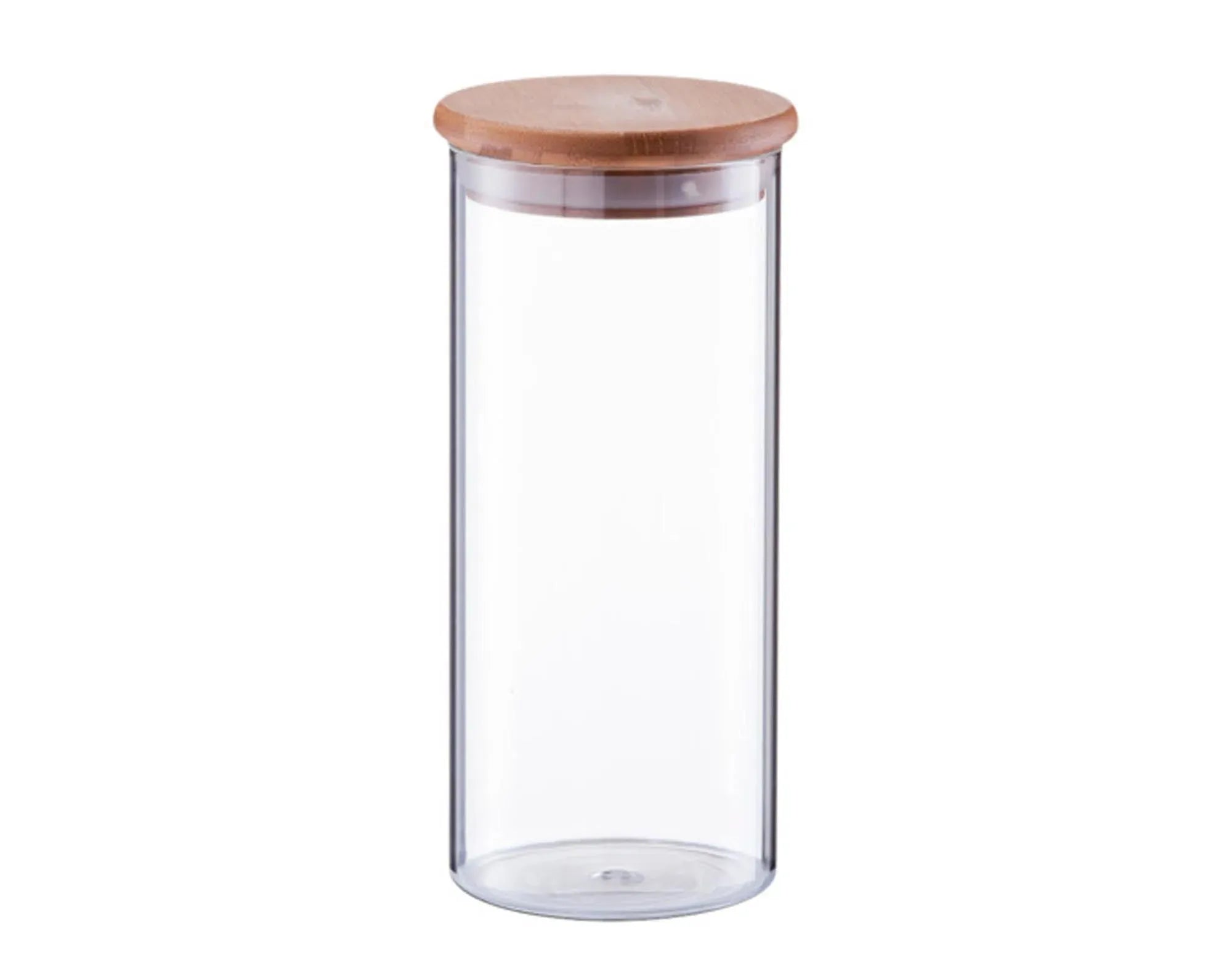 Vorratsglas 1400ml aus klarem Glas mit Bambusdeckel, luftdicht, ideal für Trockenvorräte, stilvoll und nachhaltig.