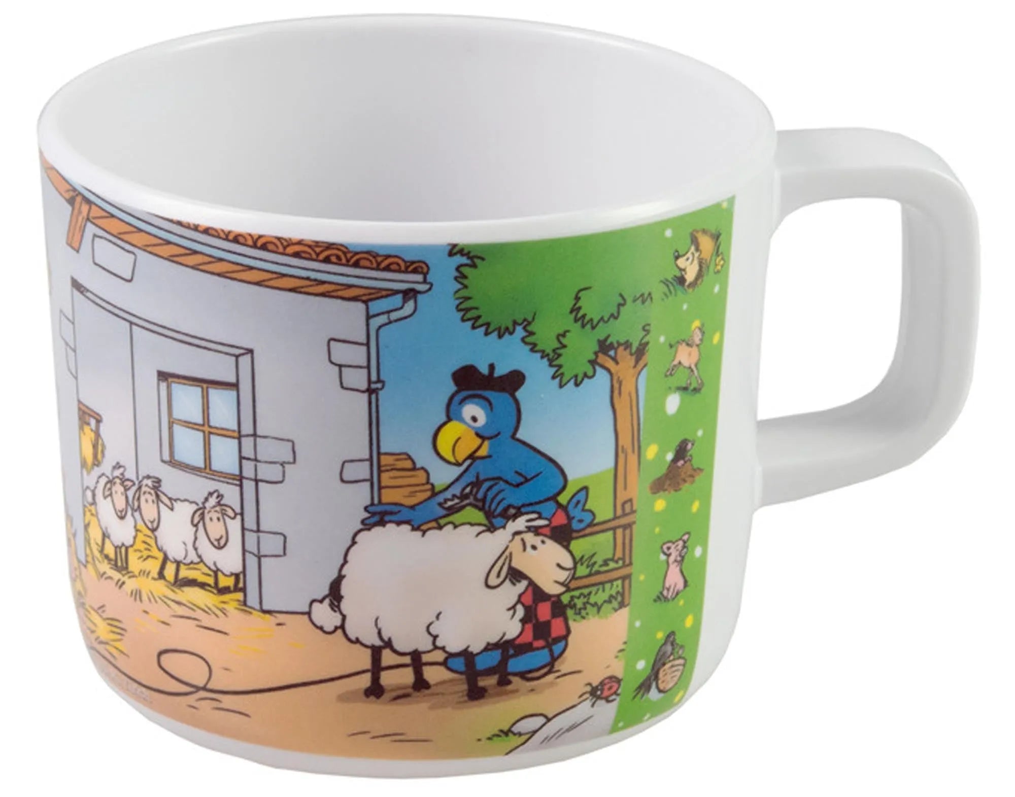 Der BERNDORF Mug Globi, 250 ml, vereint robustes Glas mit fröhlichem Bauernhofdesign – ideal für Kaffee oder Tee.