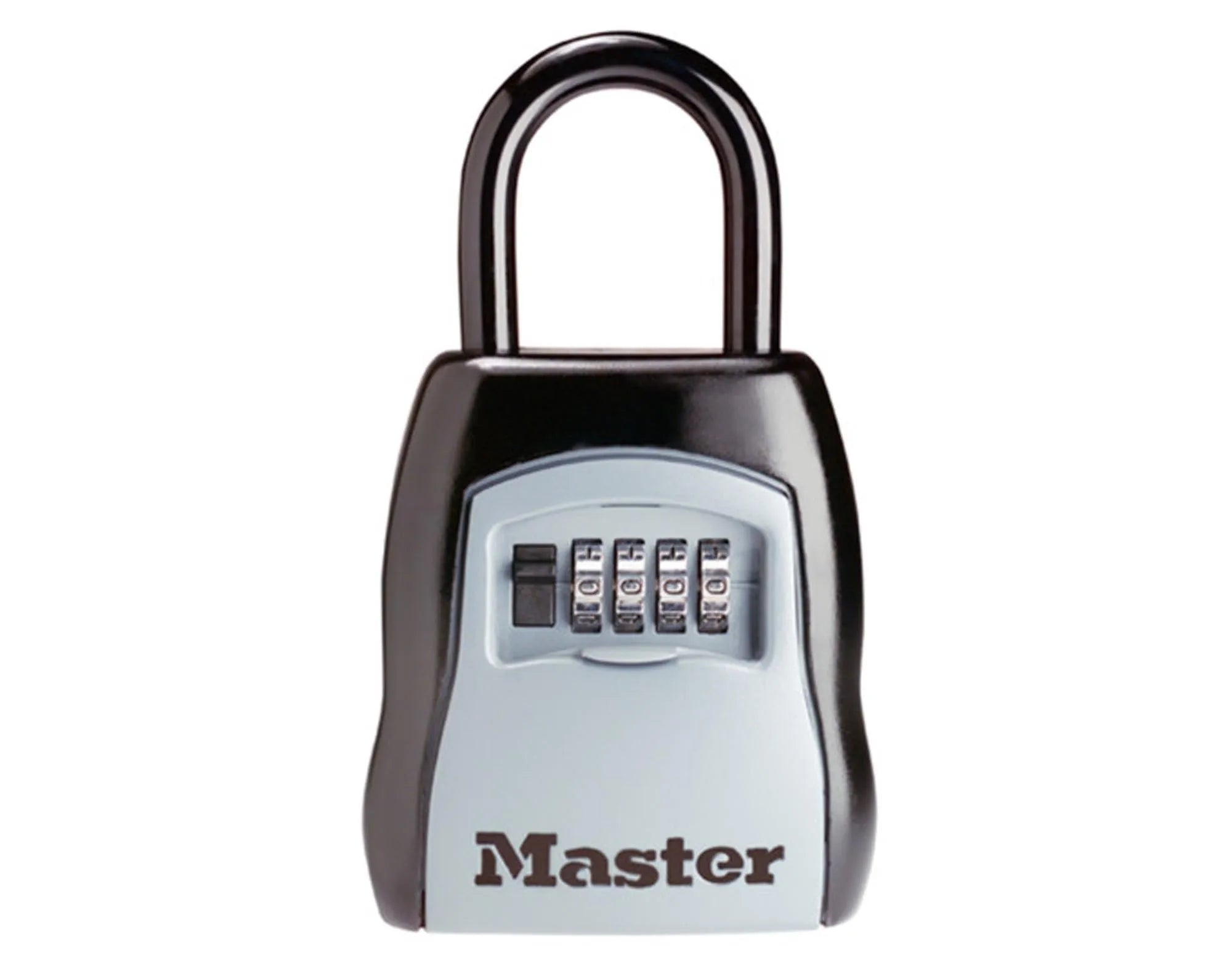 Robuster MASTER LOCK Schlüsselsafe, wetterfest, kompakt (102x90x40 mm), mit Zahlencode für sichere Schlüsselaufbewahrung.