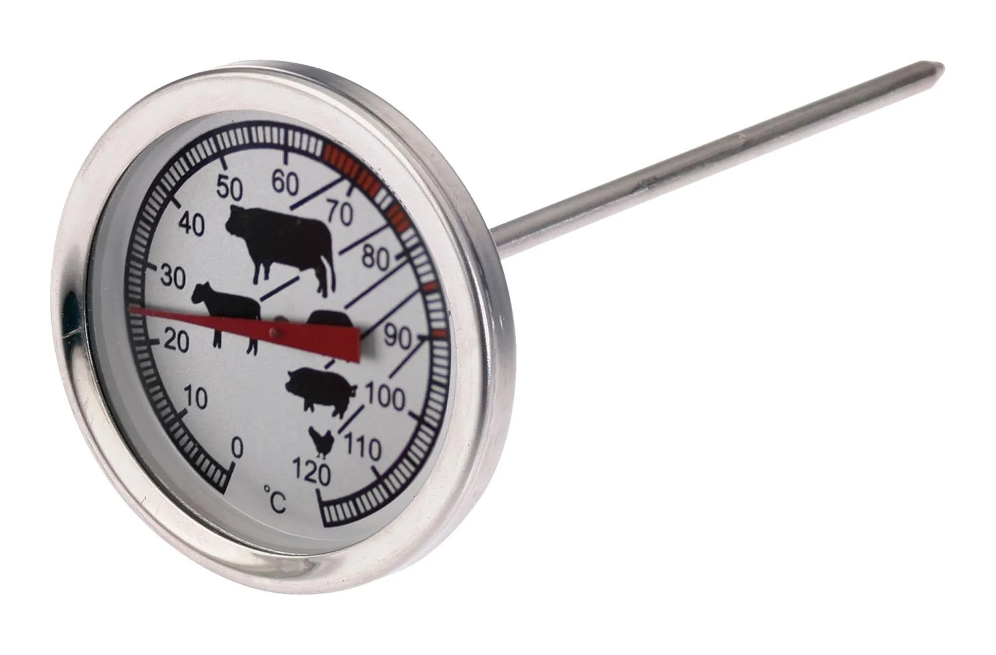 Kompaktes Westmark Bratenthermometer aus Edelstahl, präzise Kerntemperaturmessung für Fleisch, leicht zu reinigen, ideal für Hobbyköche.