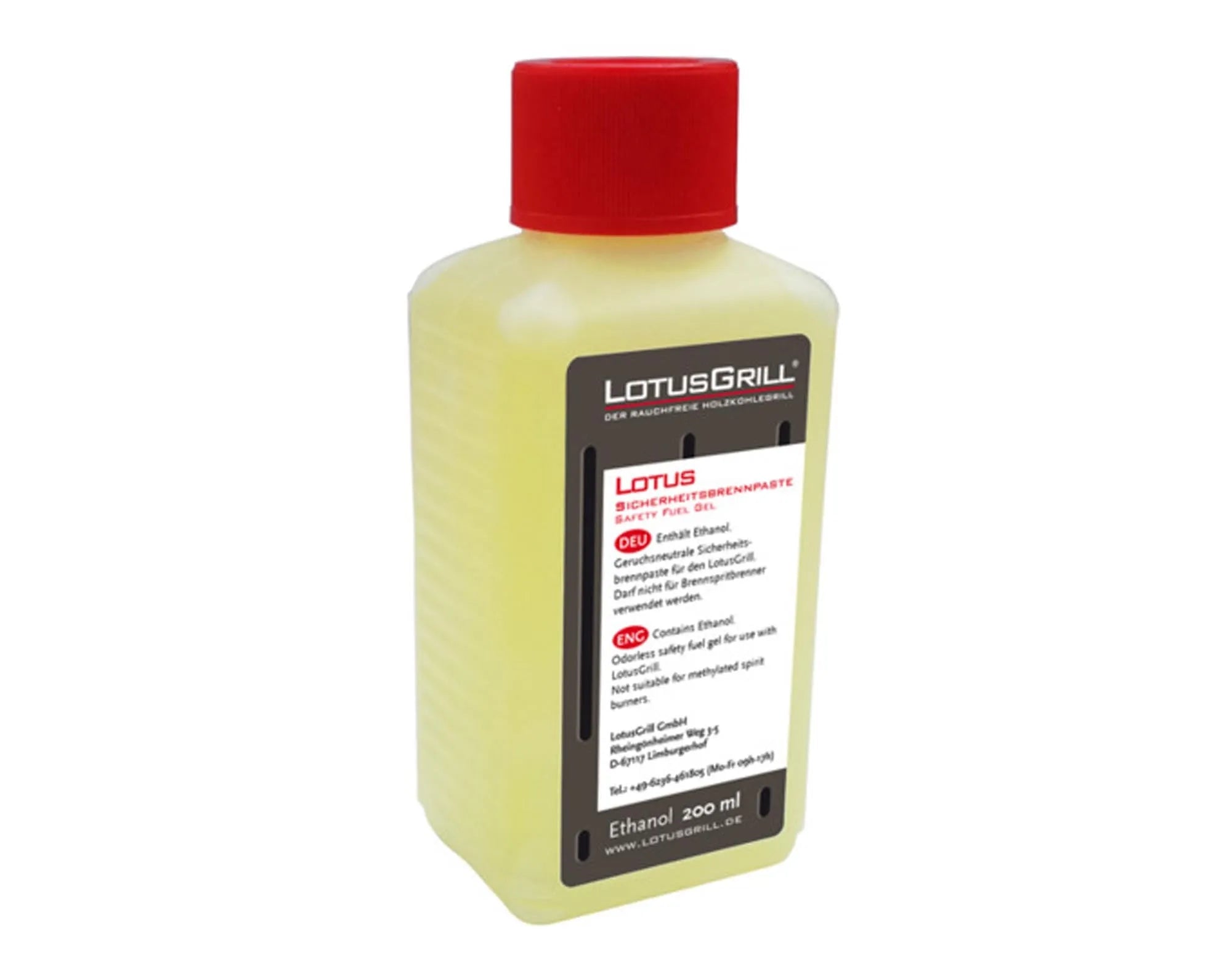 LOTUS GRILL Brennpaste 200 ml: Geruchlos, schnelle Entzündung, gleichmäßige Hitze, rückstandsfrei, ideal für spontanes Grillen.