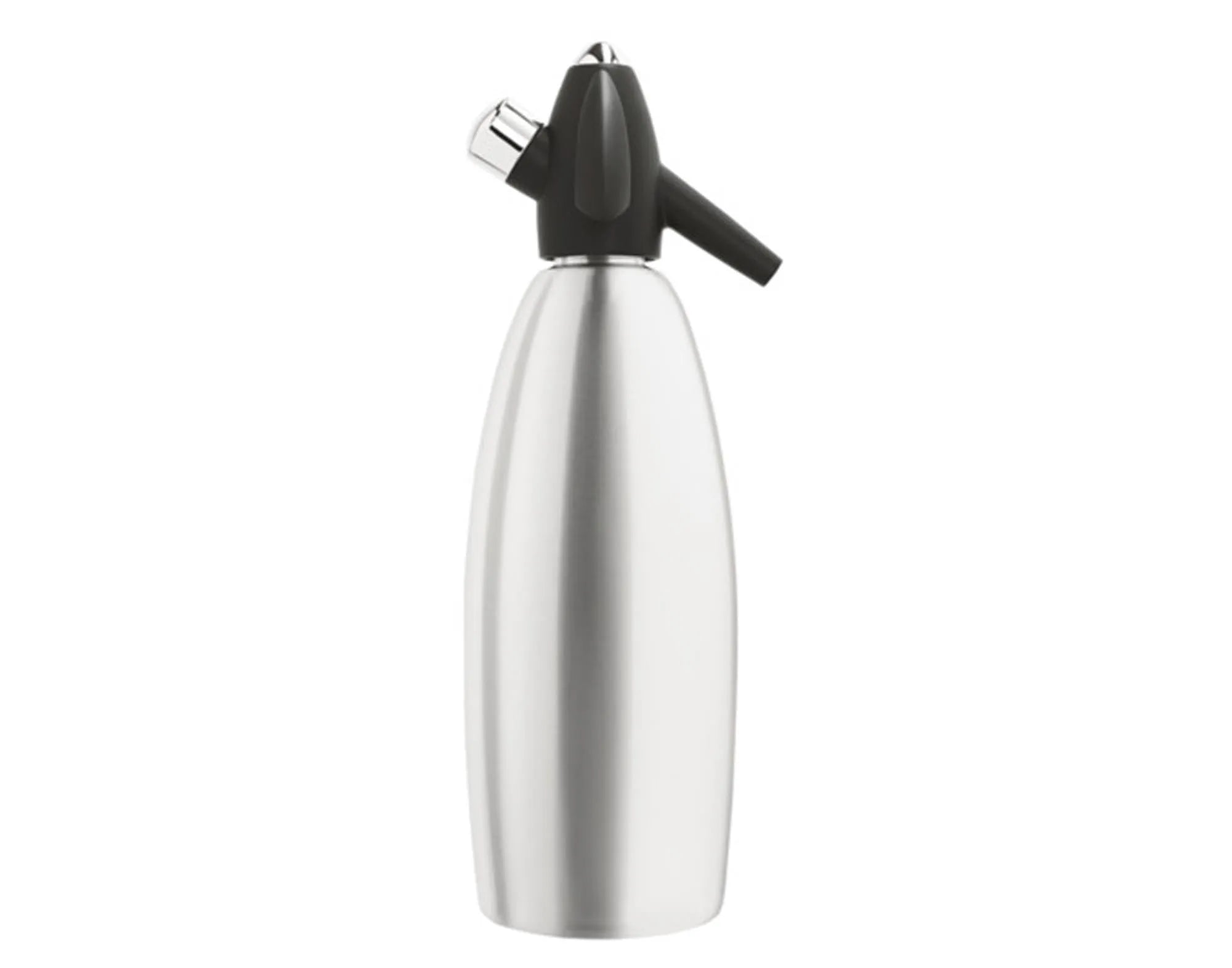 Eleganter 1L Soda Siphon aus Edelstahl von KISAG für frisches Sprudelwasser. Robust, langlebig, einfach zu bedienen und stilvoll.