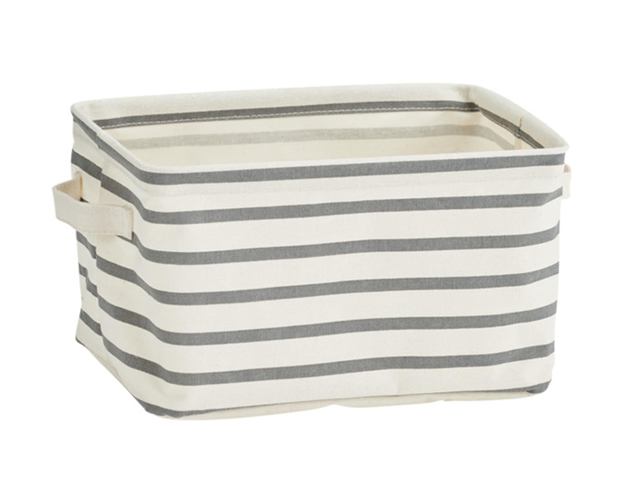 Aufbewahrungskorb Stripes grau 28x21x16 cm in  präsentiert im Onlineshop von KAQTU Design AG. Aufbewahrungskorb ist von ZELLER PRESENT