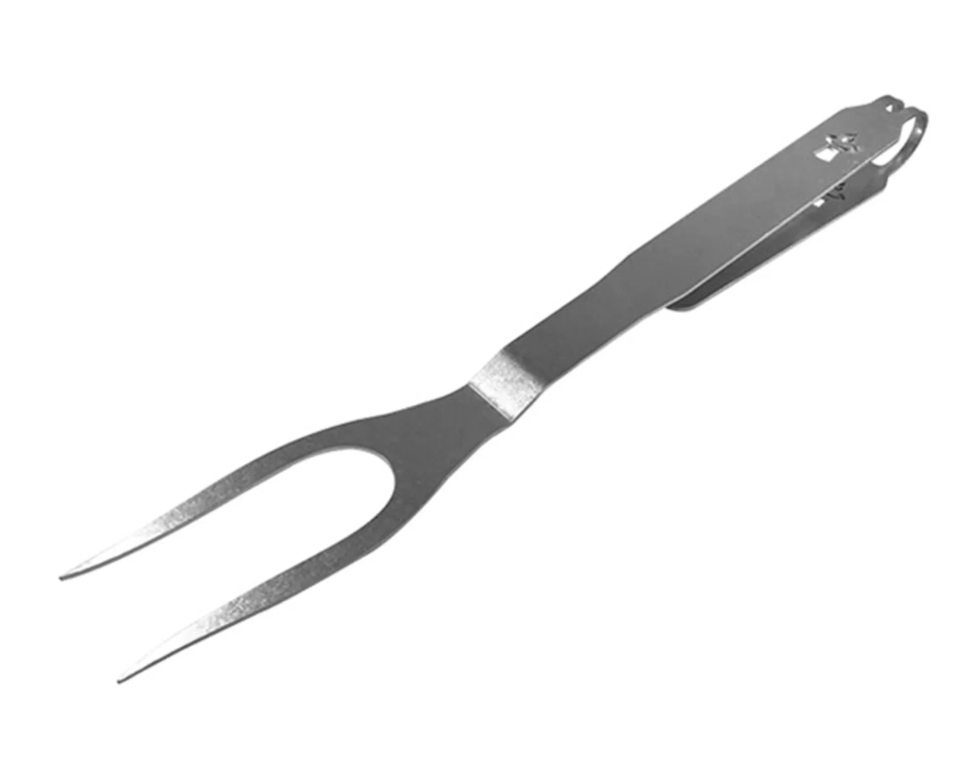 Robuste REMUNDI Grillgabel aus Edelstahl, 40 cm lang, ergonomisch, hitzebeständig, ideal für Fleisch und Gemüse.