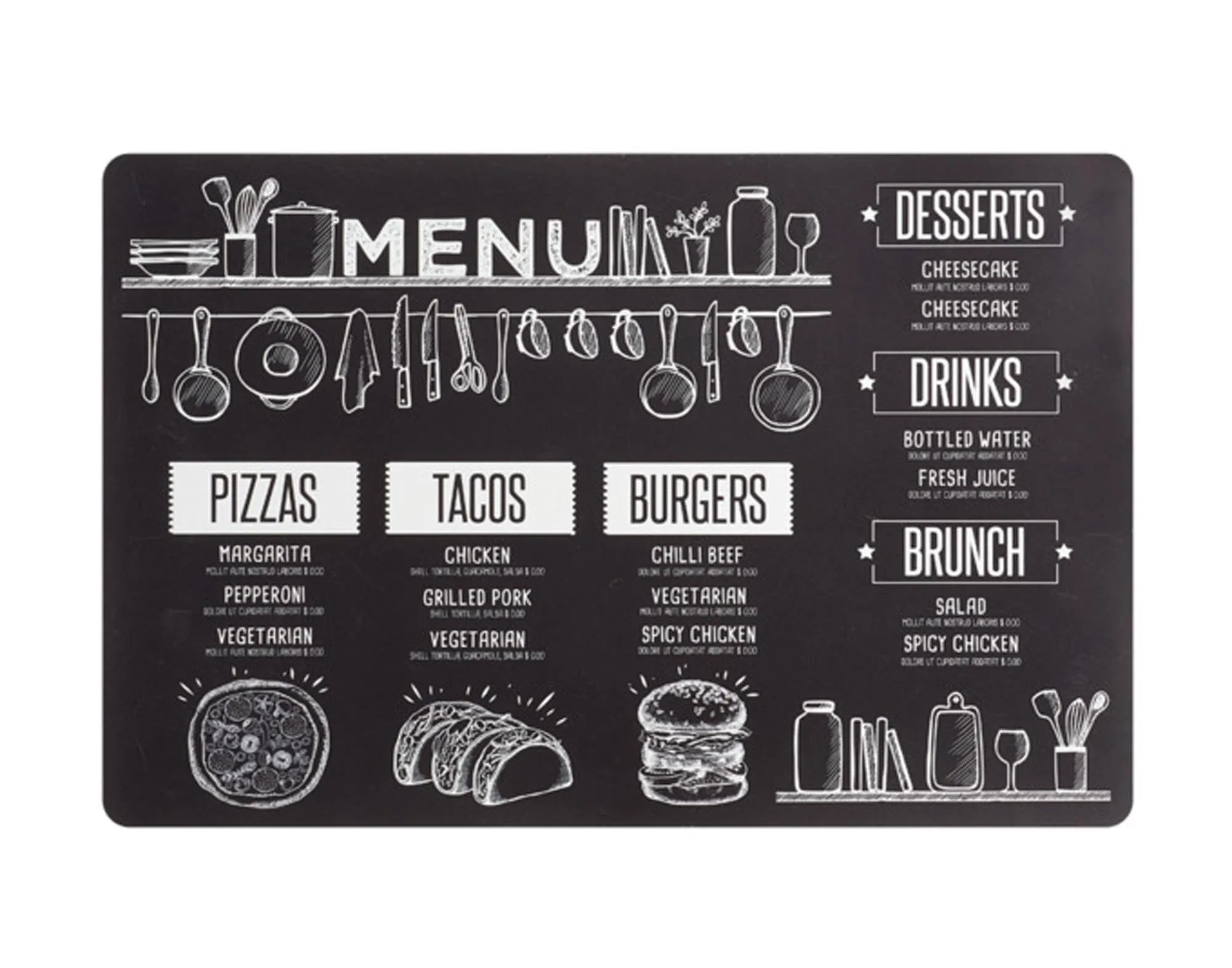 Tischset Menu 43.5x28.5 cm in  präsentiert im Onlineshop von KAQTU Design AG. Tischset ist von ZELLER PRESENT