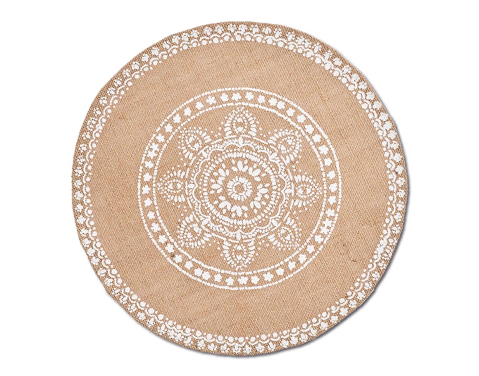 Elegantes Tischset aus 100% Leinen, ø 38 cm, mit Mandala-Muster. Langlebig, pflegeleicht, ideal für jeden Anlass. ZELLER PRESENT.