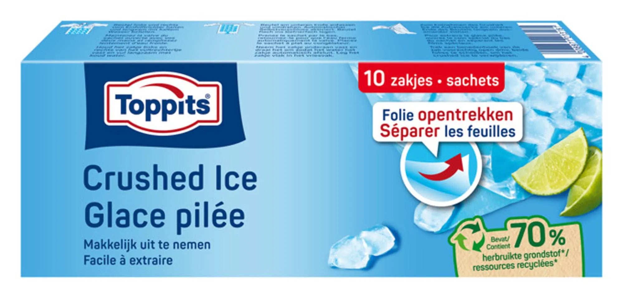 TOPPITS Eisbeutel Crushed Ice: Ideal für Cocktails & Smoothies. Robuster, lebensmittelechter Kunststoff. 10 Stück für perfekte Erfrischungen.