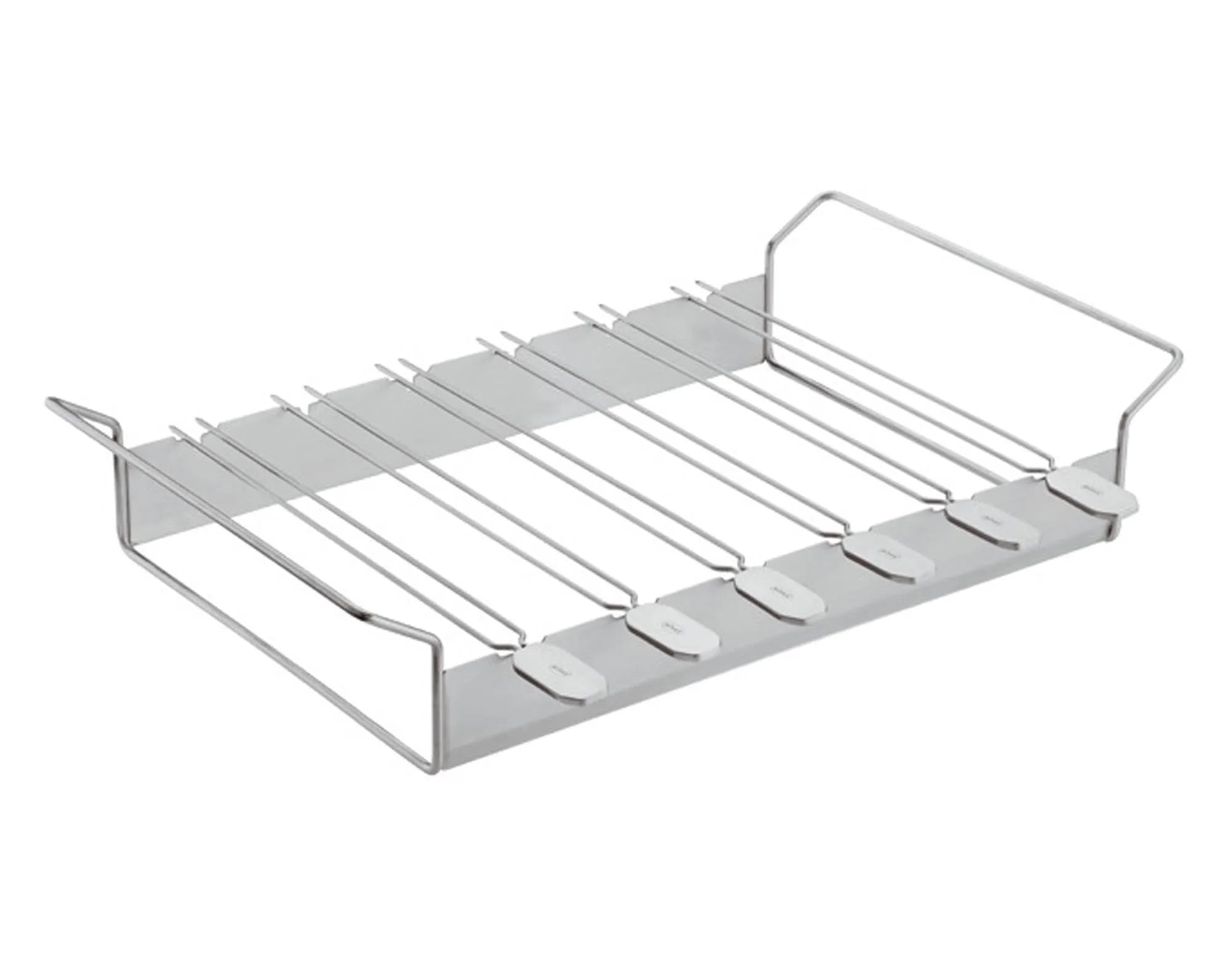 Der RÖSLE Grillspiesshalter aus Inox-Edelstahl bietet Platz für 6 Spiesschen. Perfekt für gleichmäßiges Garen und einfaches Wenden.