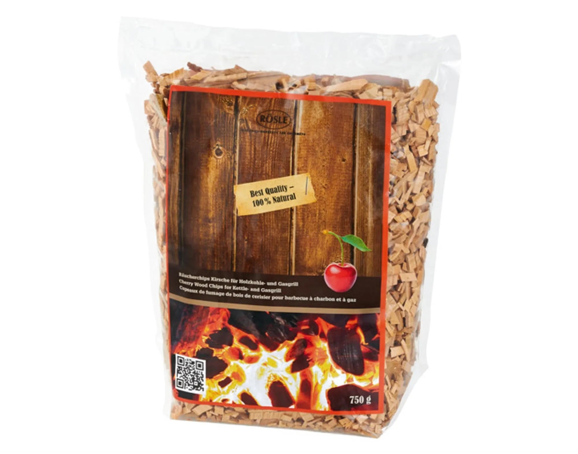 RÖSLE Räucherchips Kirsche 750g: Süssliches Aroma für Geflügel, Rind & Gemüse. Perfekt für Holzkohle- & Gasgrills.