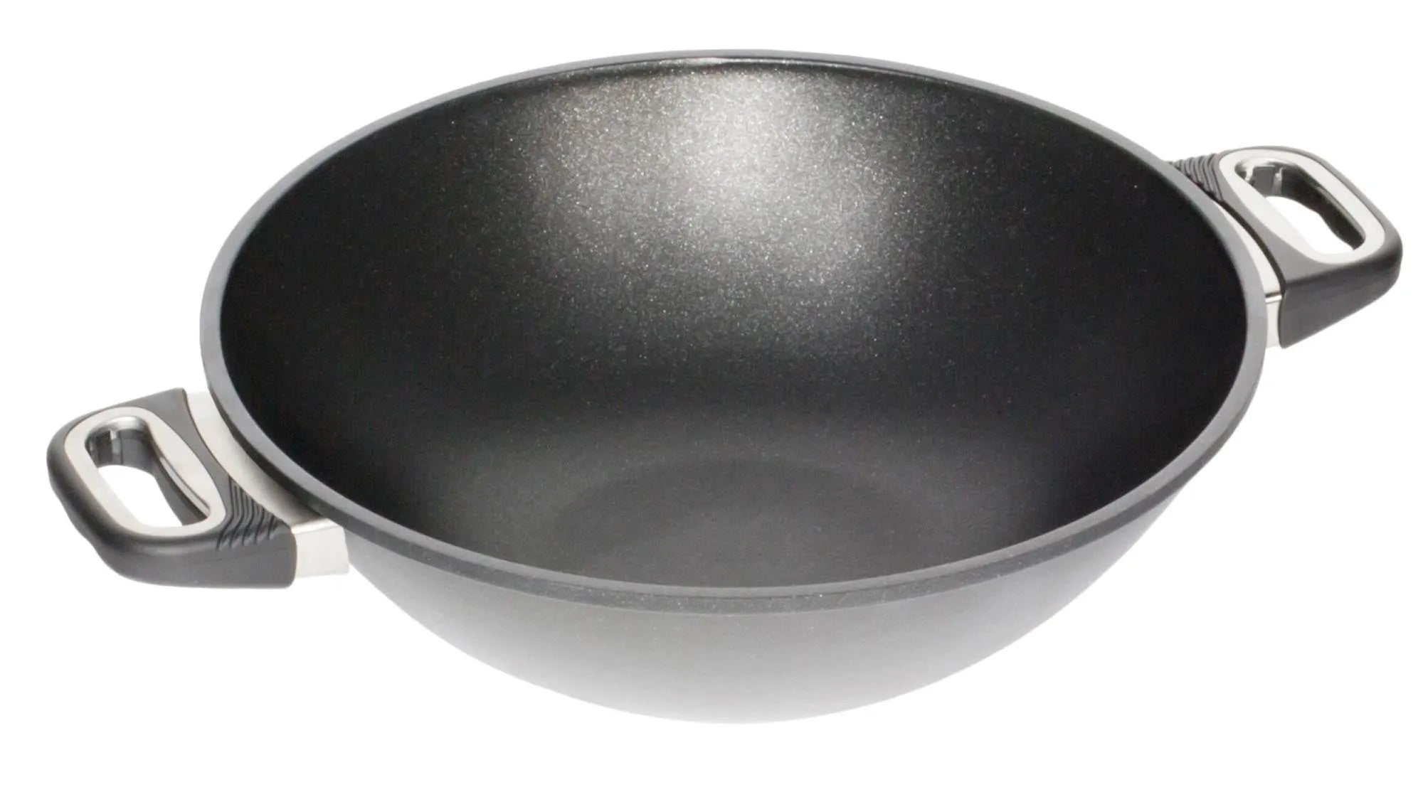 Hochwertiger AMT Gastroguss Wok, 32cm, 11cm hoch, ideal für asiatische Gerichte. Robustes Aluminium, Antihaft, für alle Herdarten.