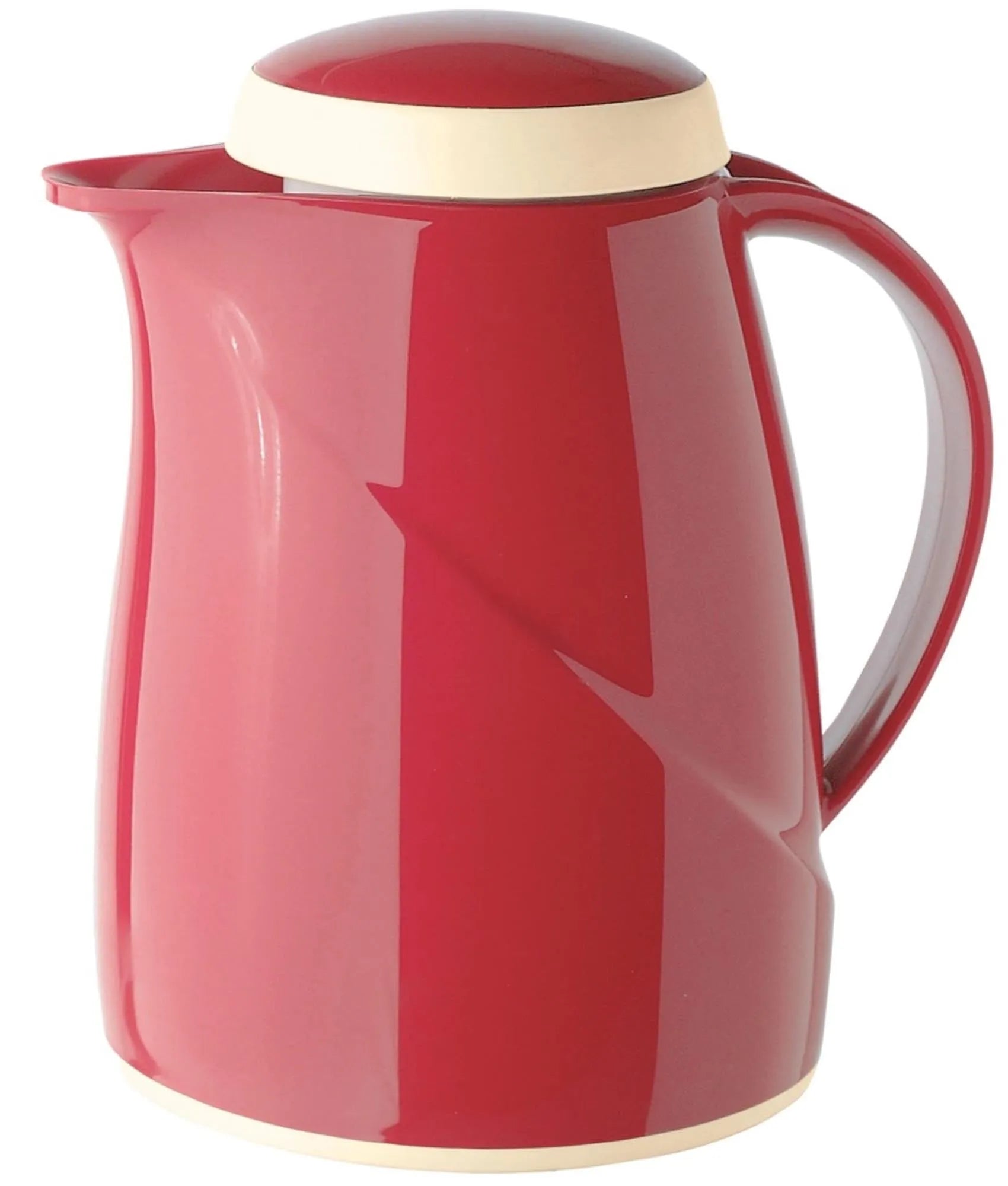 Die Helios Isolierkanne Wave 0.3L in Rot: modern, robust, spülmaschinengeeignet, ideal für Kaffee und Tee unterwegs.