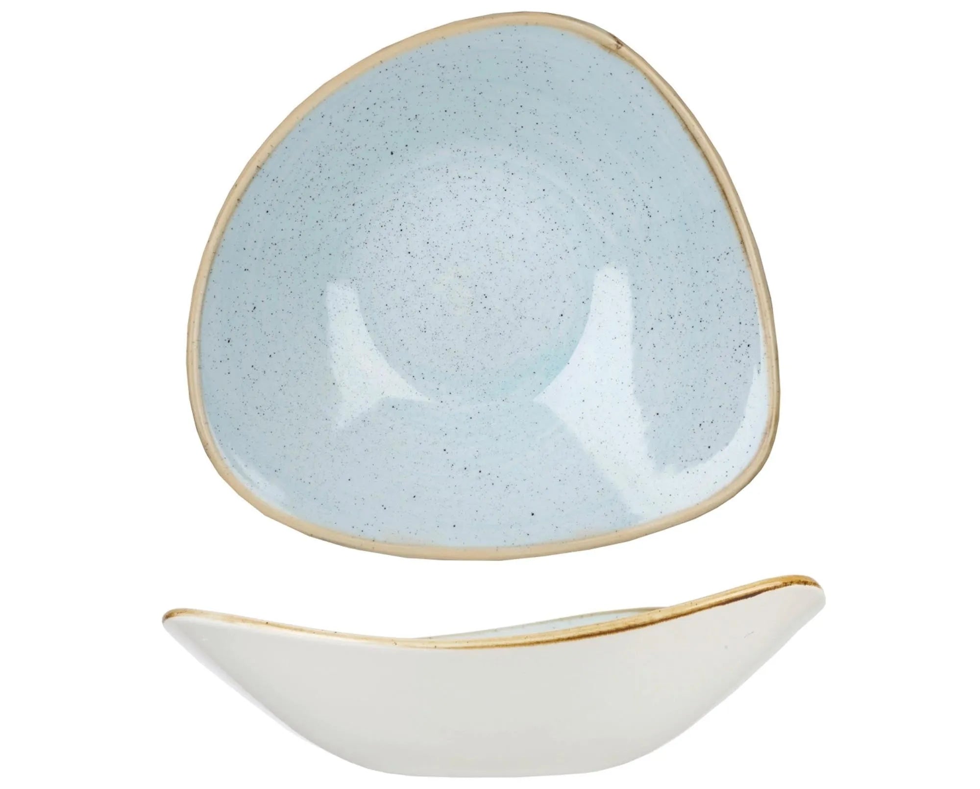 Eleganter, handbemalter Porzellanteller in Duck Egg Blue mit goldbraunem Rand, ideal für Suppen und Salate. Ein stilvoller Blickfang.