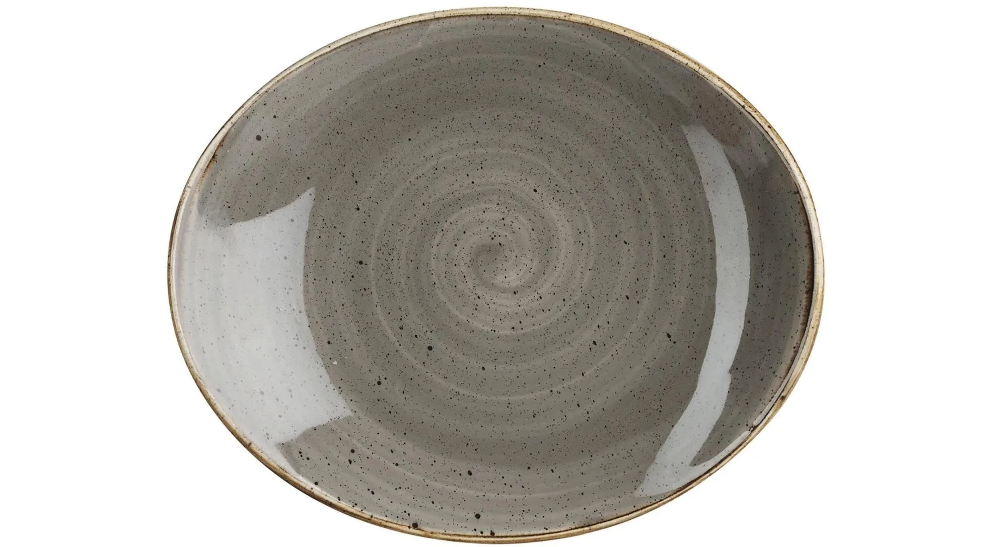 Stonecast Peppercorn Grey Platte oval 19x16cm - KAQTU Design