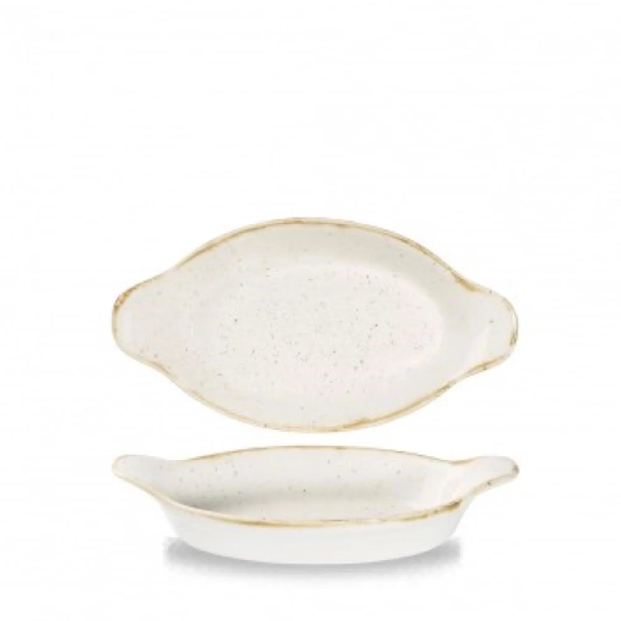 Stonecast Barley White Schale oval mit Griffen 23.2x12.5cm - KAQTU Design