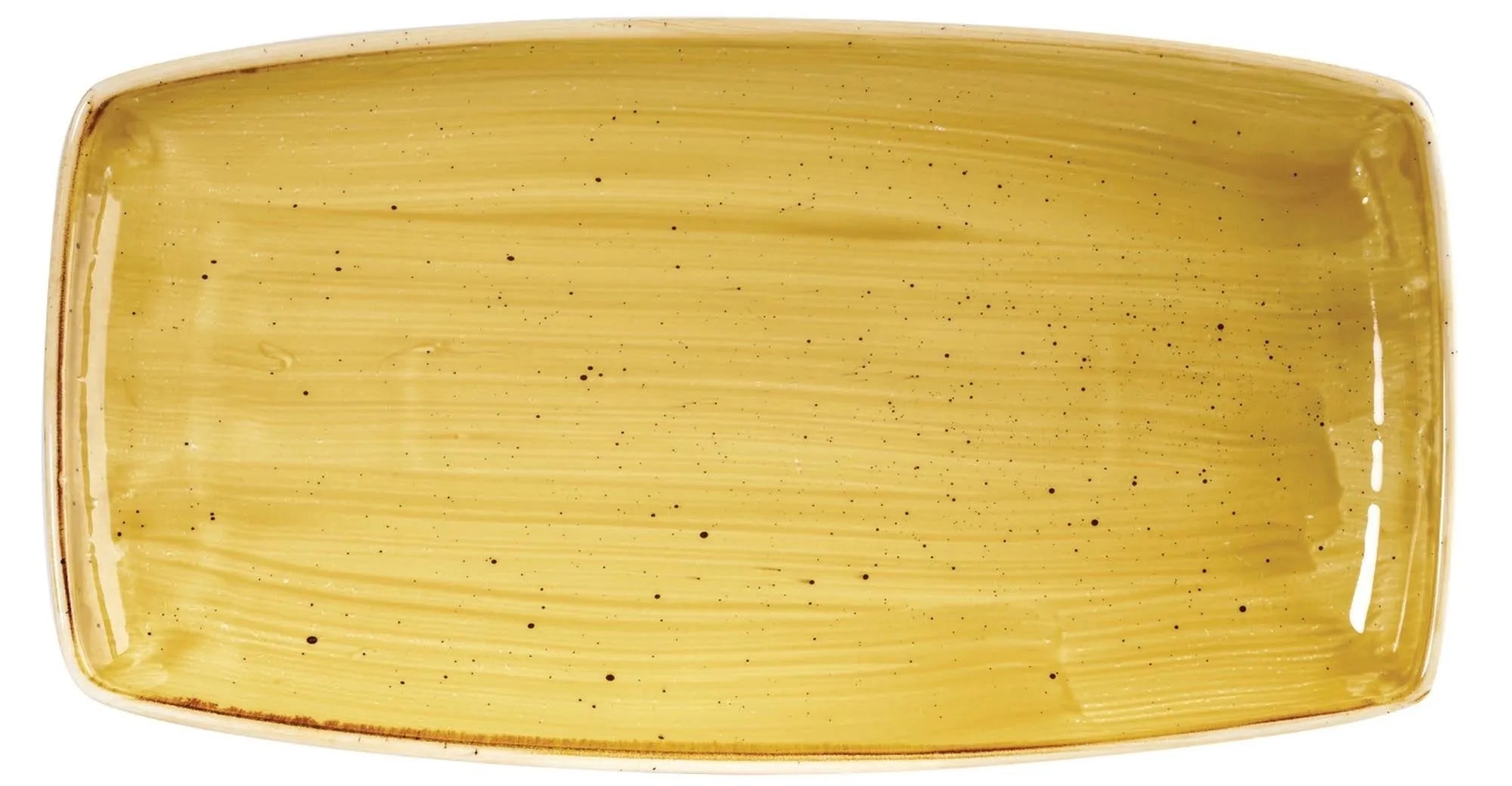 Die Stonecast Mustard Yellow Platte von Churchill: Senfgelb, 35x18.5cm, Porzellan, kratzfest, ideal für Vorspeisen, spülmaschinenfest.