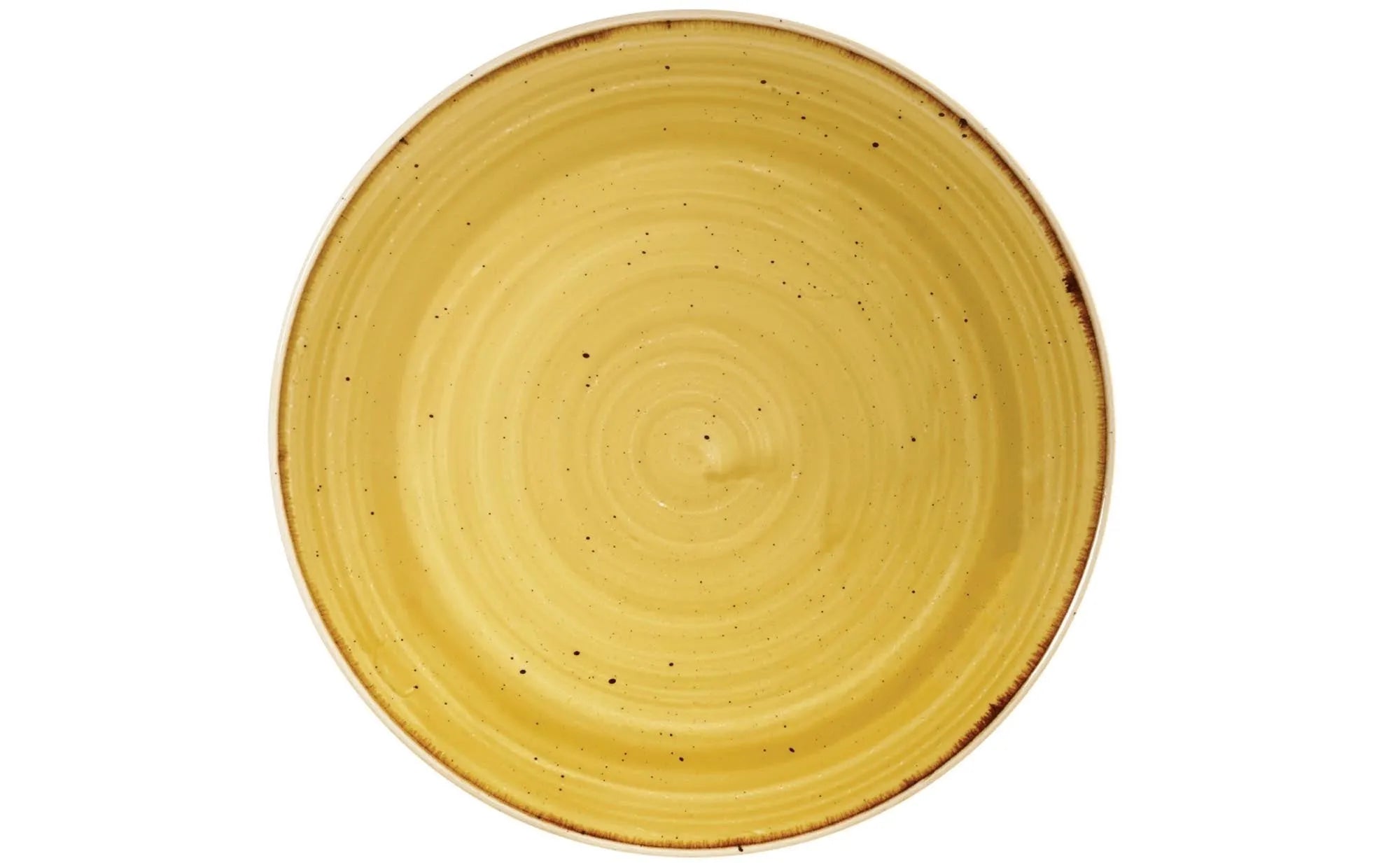 Der Stonecast Mustard Yellow Coupe Teller von Churchill: 16,5 cm, senfgelb, aus langlebigem Porzellan, ideal für kreative Anrichtearten.