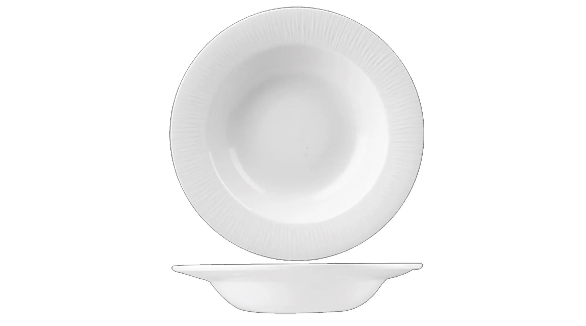 Eleganter, tiefer Teller (25.2 cm) aus robustem Porzellan, ideal für Suppen und Pasta. Spülmaschinenfest, umweltfreundlich, stilvoll.