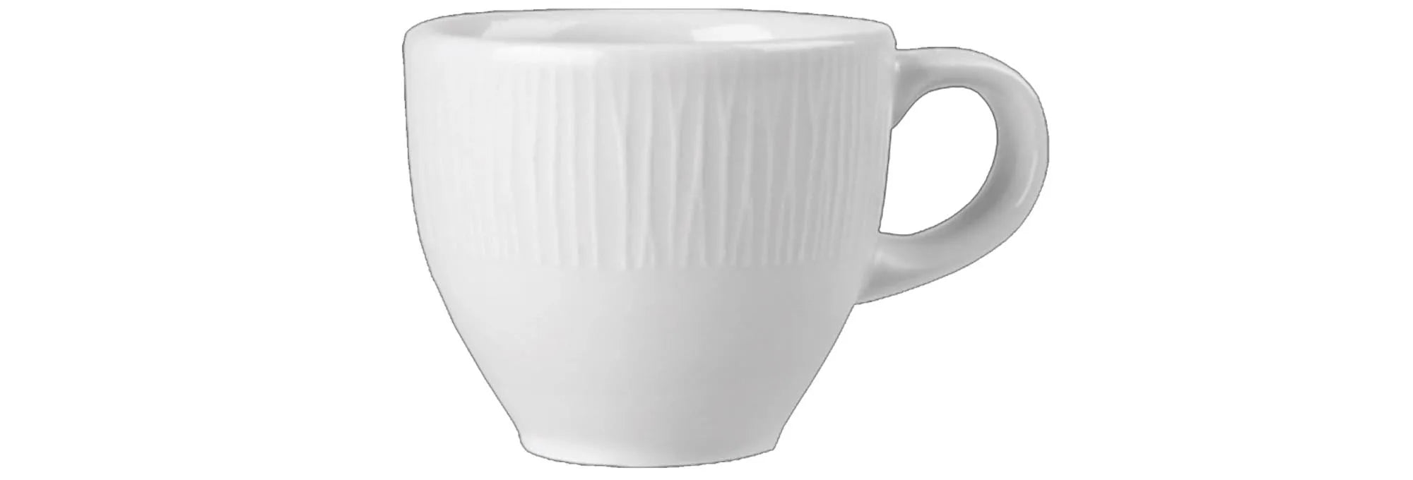 Elegante Bamboo White Espressotasse 10cl von Churchill: Hochwertiges Porzellan, optimale Wärmeisolierung, zeitloses Design.